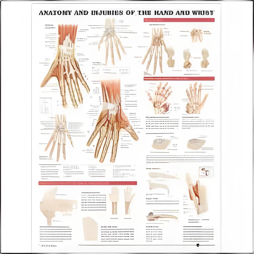 Anatomical Chart Injuries of the Hand and Wrist 20 X 26 Inch Heavy Paper Grommets Laminated