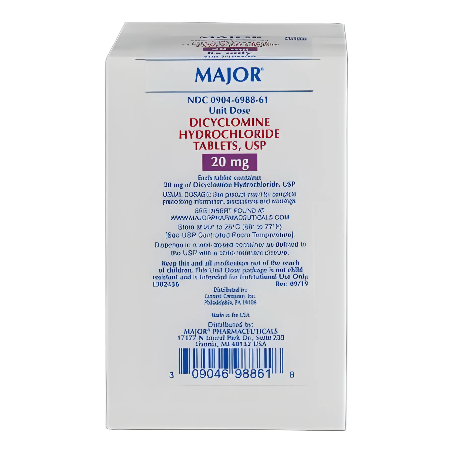 Dicyclomine HCl 20 mg Tablet for IBS Relief - 100 Tablet Blister Pack by Major Pharmaceuticals
