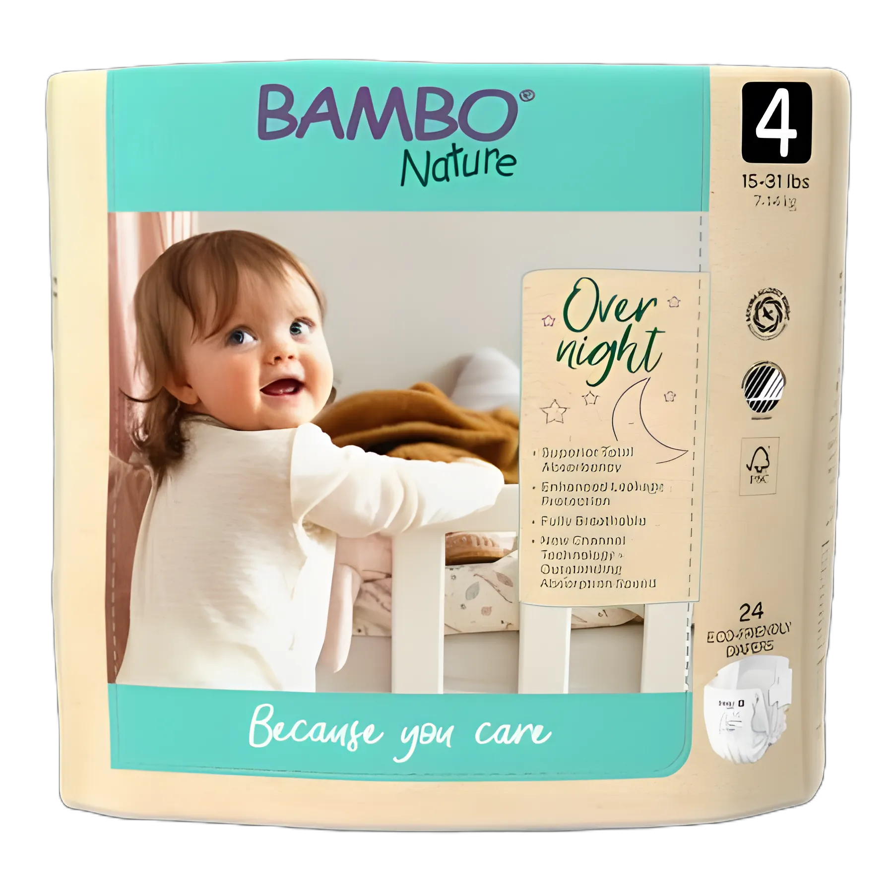 Unisex Baby Diaper Bambo® Nature Size 4 Disposable Heavy Absorbency - 1000021010