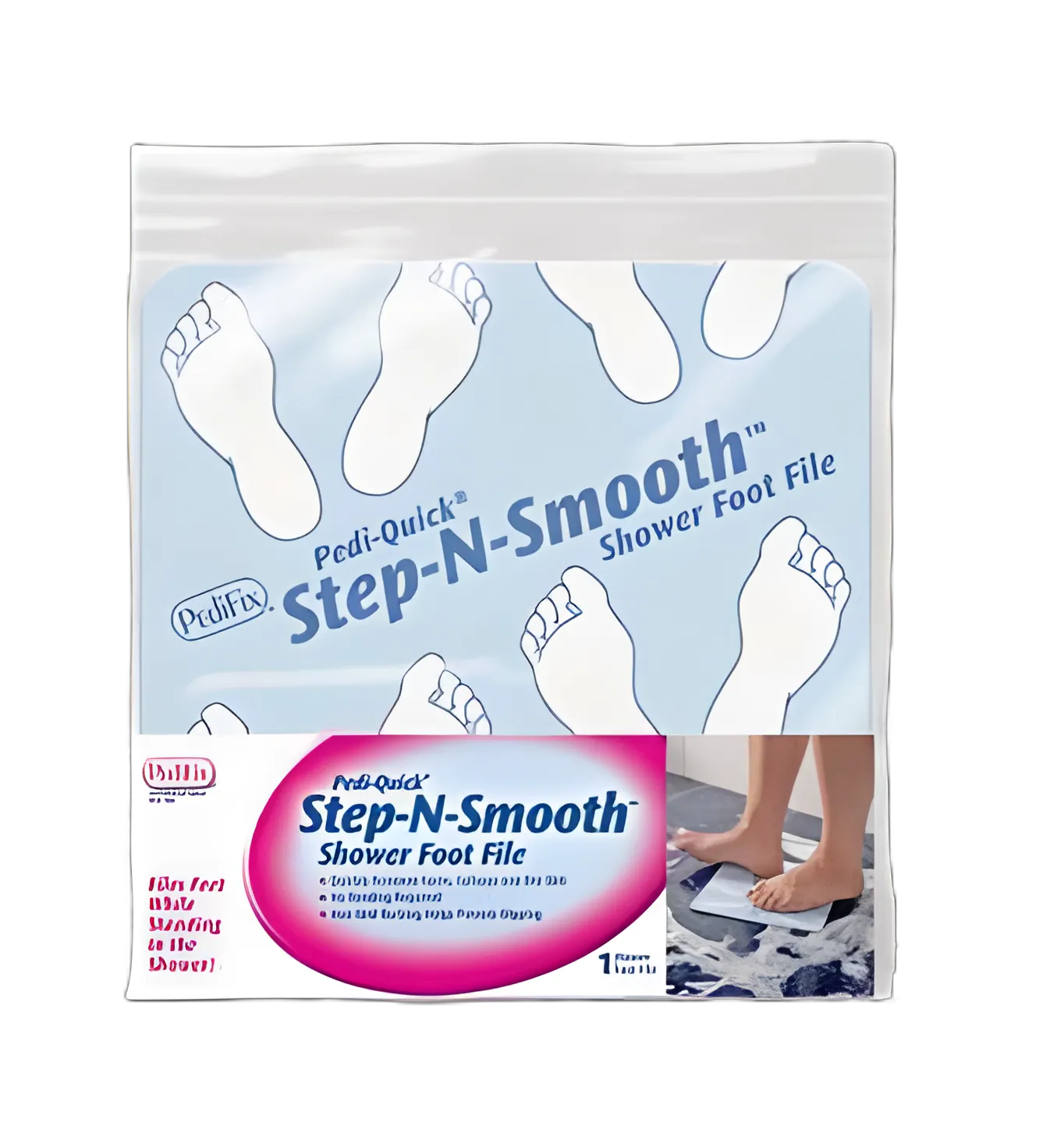 Shower Foot File Mat Pedi-Quick® Step-N-Smooth® Blue / White