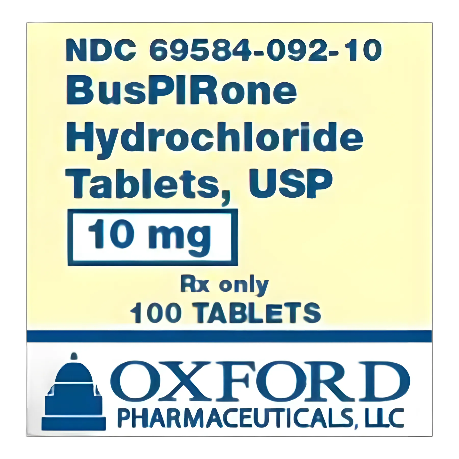Buspirone HCl 10 mg Tablet Bottle 100 Tablets - 69584009210