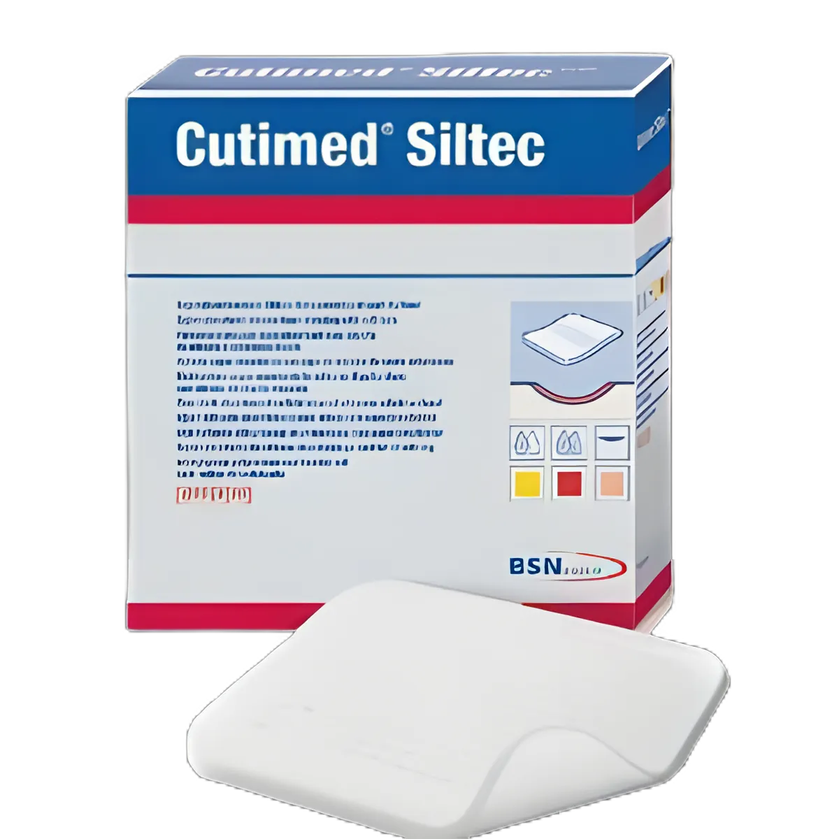 Foam Dressing Cutimed® Siltec® 2 X 2-1/2 Inch Without Border Film Backing Silicone Face Square Sterile