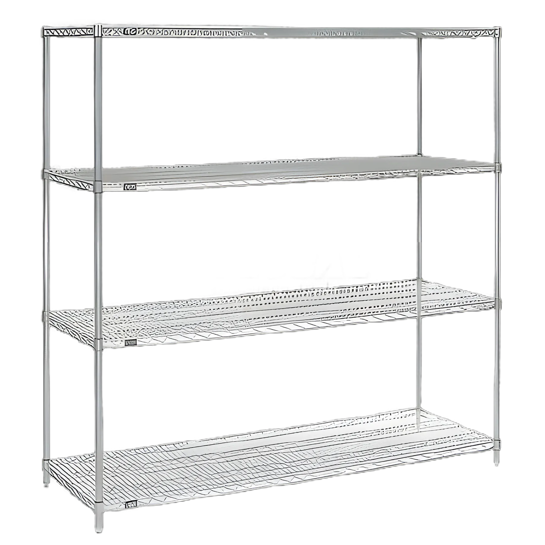 Nexel® Chrome Wire Shelving Starter Unit for Medical Storage, 24x72x74 Inch with 4 Shelves