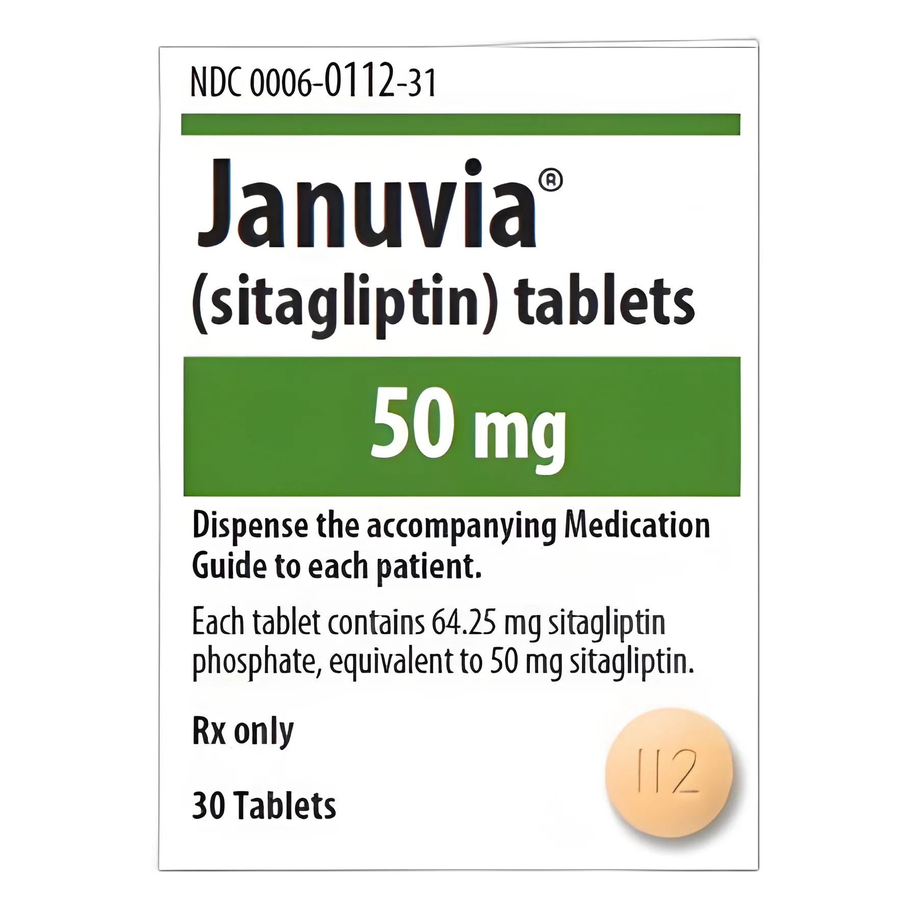 Januvia® Sitagliptin 50 mg Tablet Bottle 30 Tablets