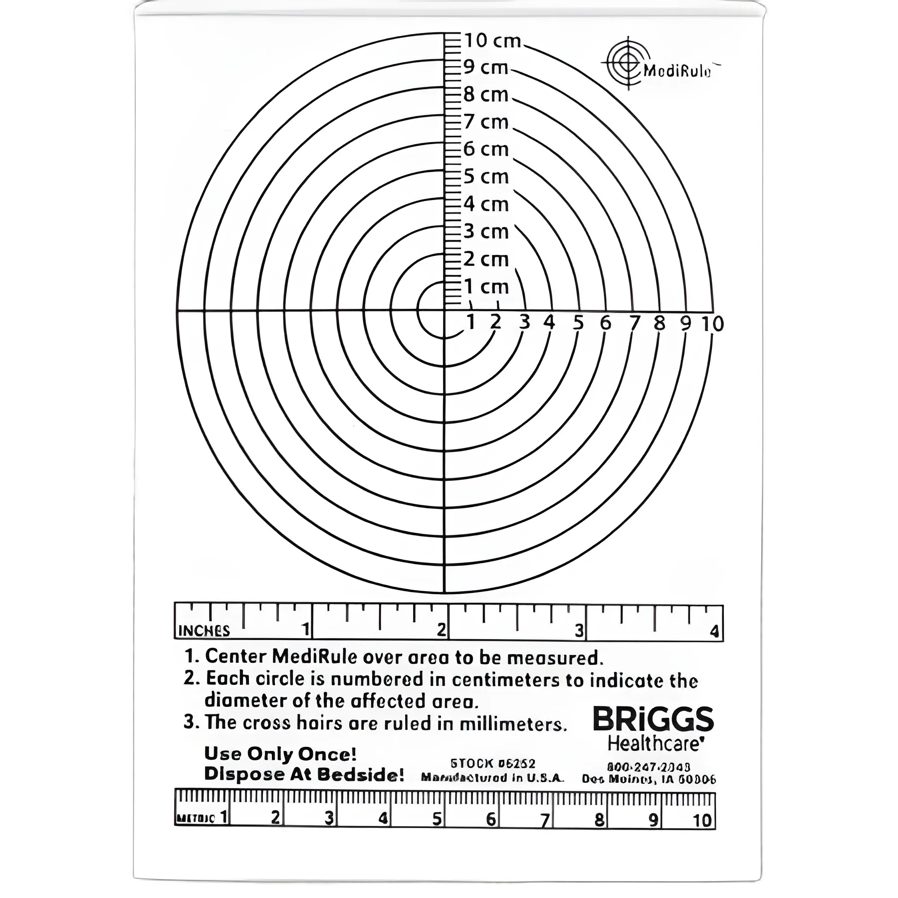 Wound Measuring Device Briggs® MediRule™ Plastic Plastic 4-1/2 Inch X 6 Inch