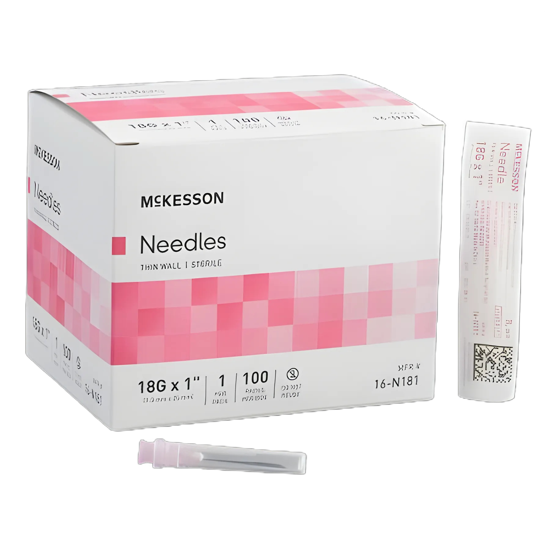 McKesson Hypodermic Needles 18 Gauge 1 Inch - Thin Wall, Sterile, Single Use