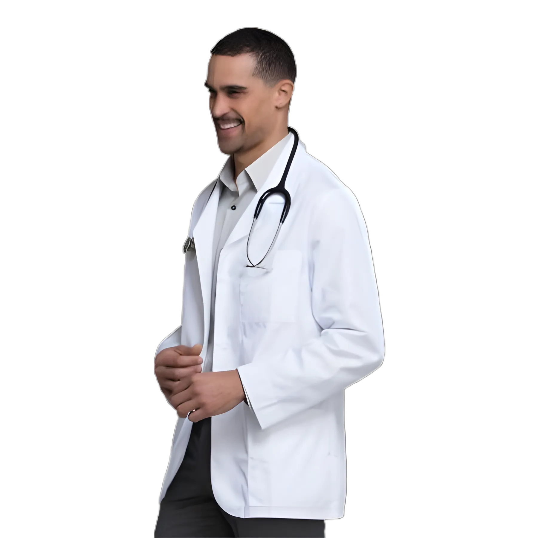 Small White Lab Jacket 65% Polyester/35% Cotton Hip Length - 82C07070