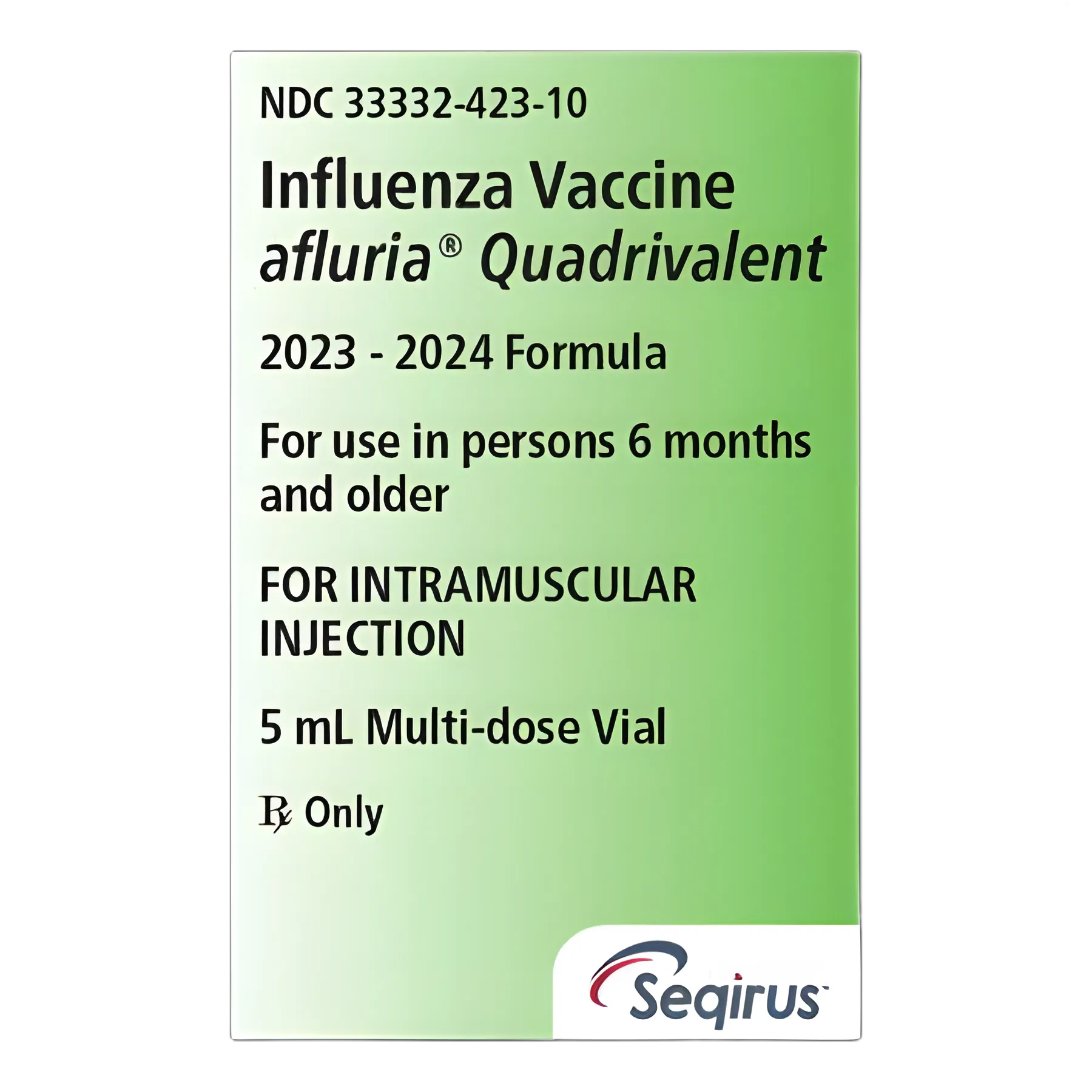 Afluria® Quadrivalent 2023 - 2024 Flu Vaccine 60 mcg / 0.5 mL Indicated for People 6 Months of Age and Older Multiple-Dose Vial 5 mL