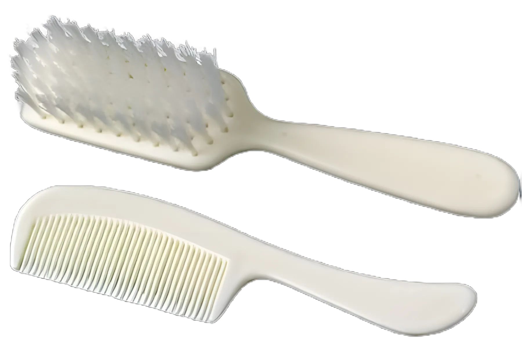 Comb and Brush Set Pediatric White Plastic - PCB2
