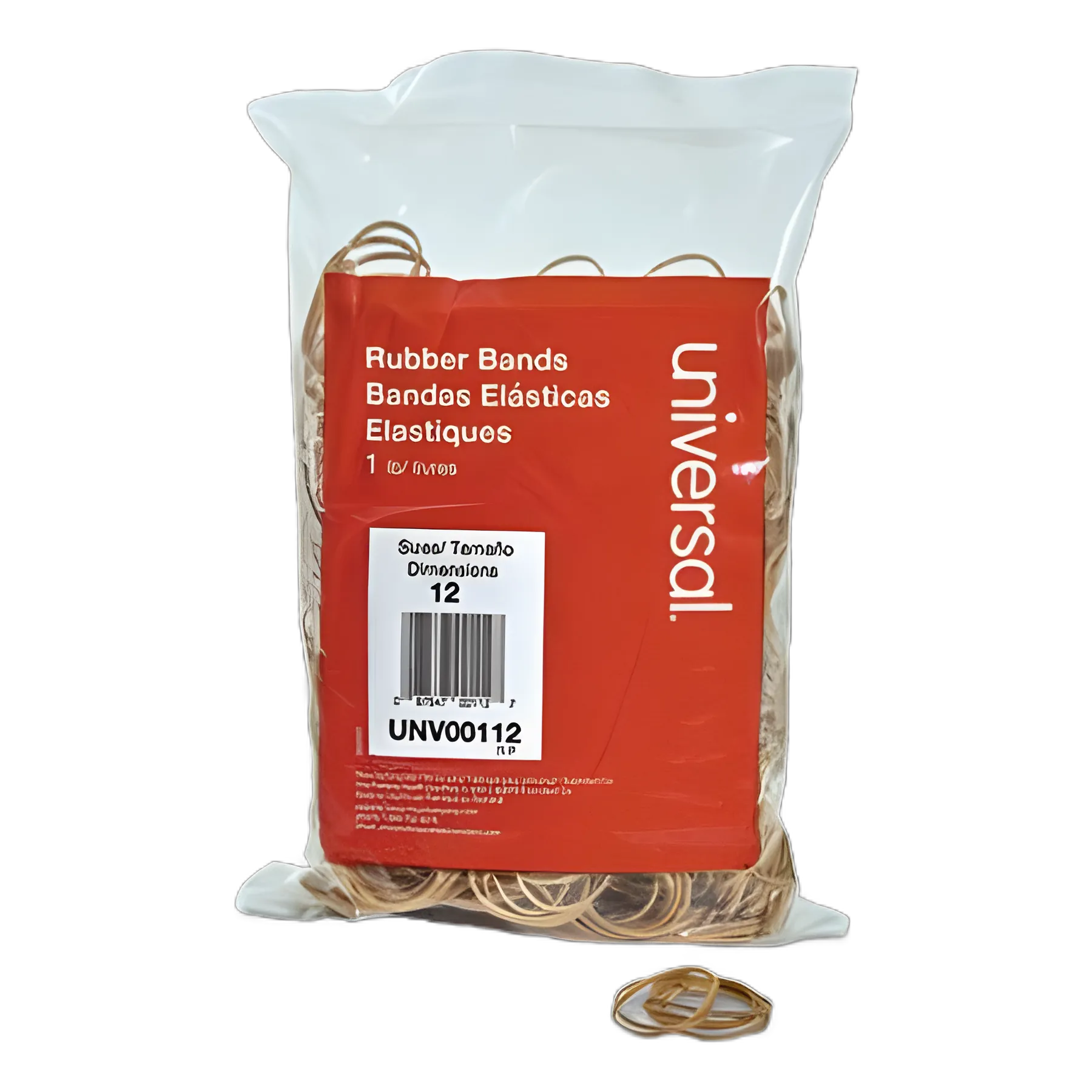 Rubber Bands, Size 12, 0.04" Gauge, Beige, 1 lb Box, 2,500/Pack