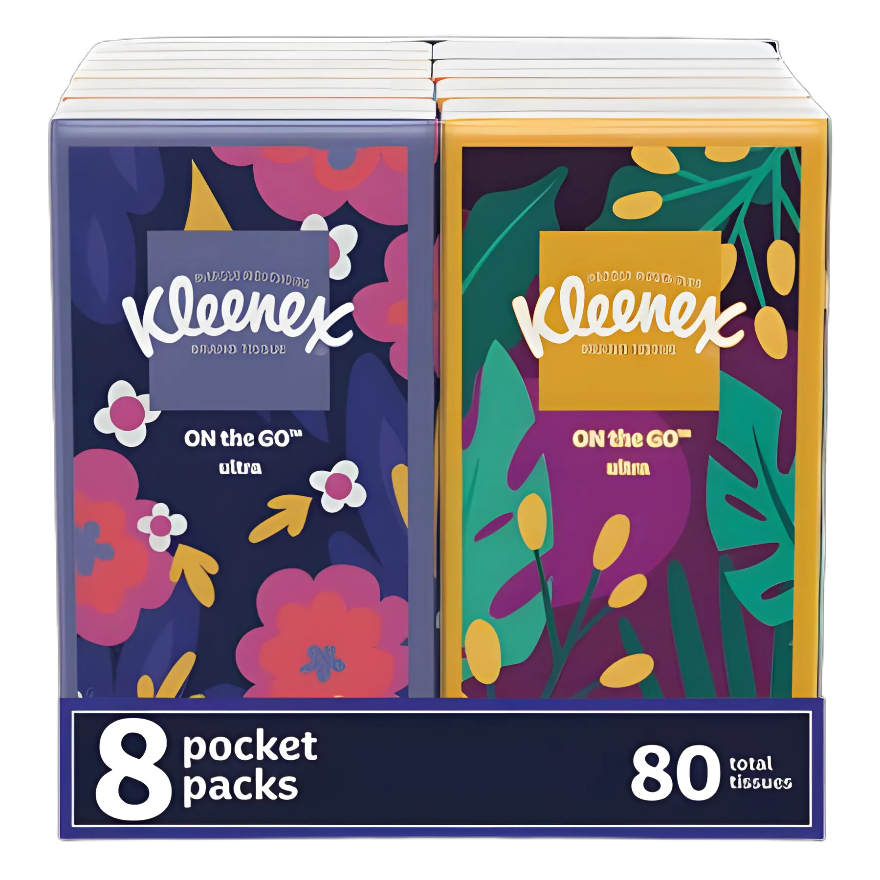 Kleenex® On The Go Packs Facial Tissues, 3-Ply, White, 10 Sheets/Pouch, 8 Pouches/Pack for Hygiene and Health