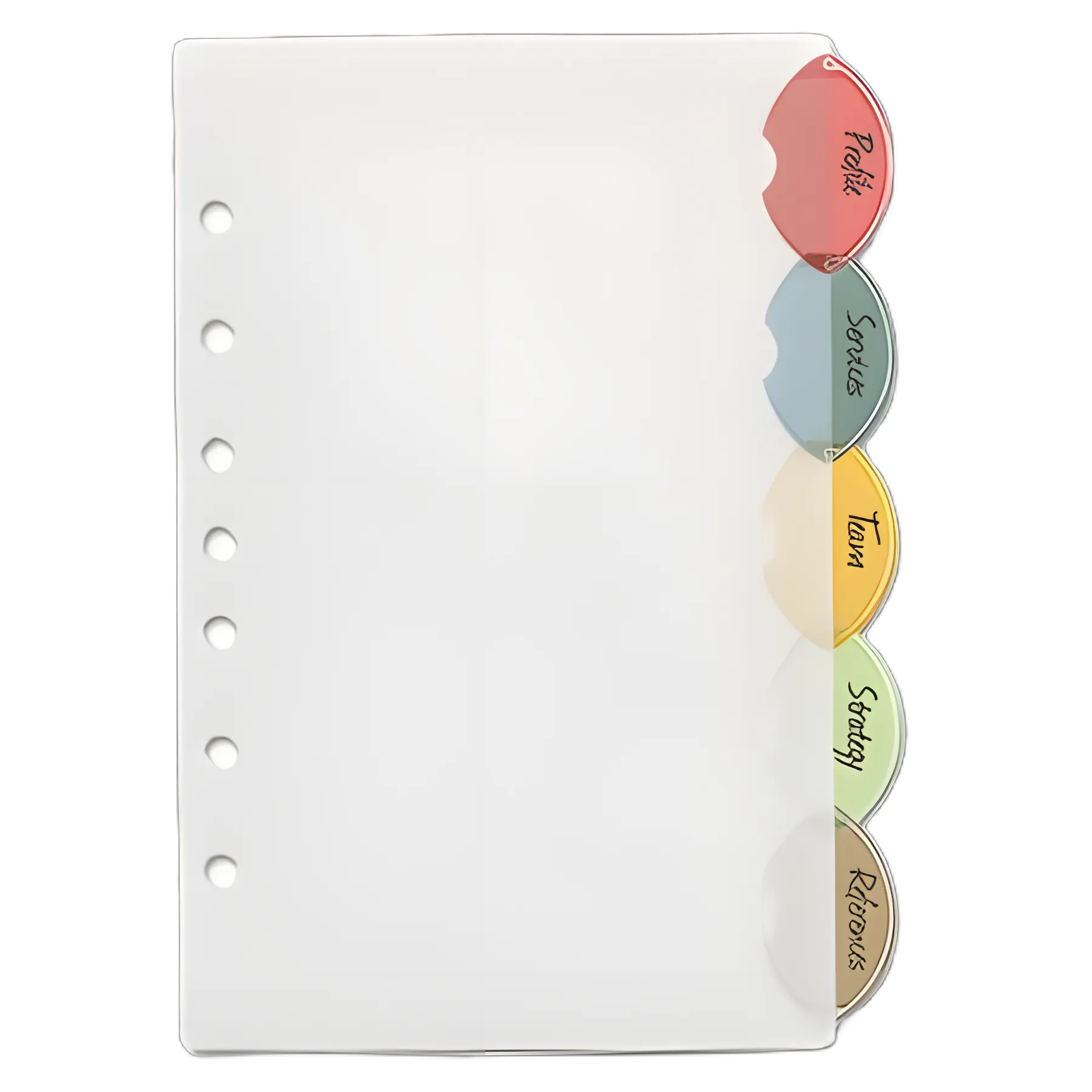 Insertable Style Edge Tab Plastic Dividers, 7-Hole Punched, 5-Tab, 8.5 x 5.5, Translucent, 1 Set