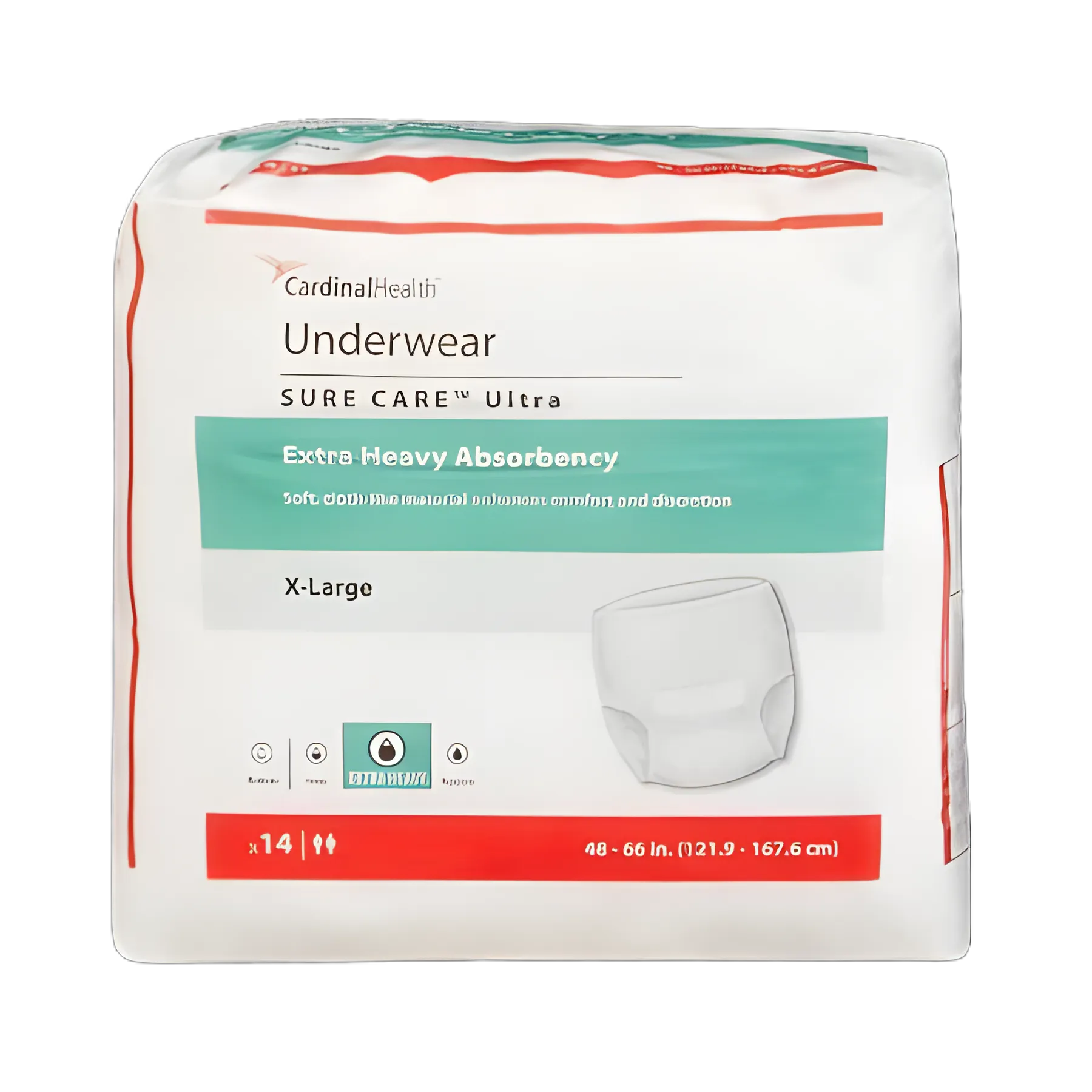 Unisex Adult Absorbent Underwear Sure Care™ Ultra Pull On with Tear Away Seams X-Large Disposable Heavy Absorbency