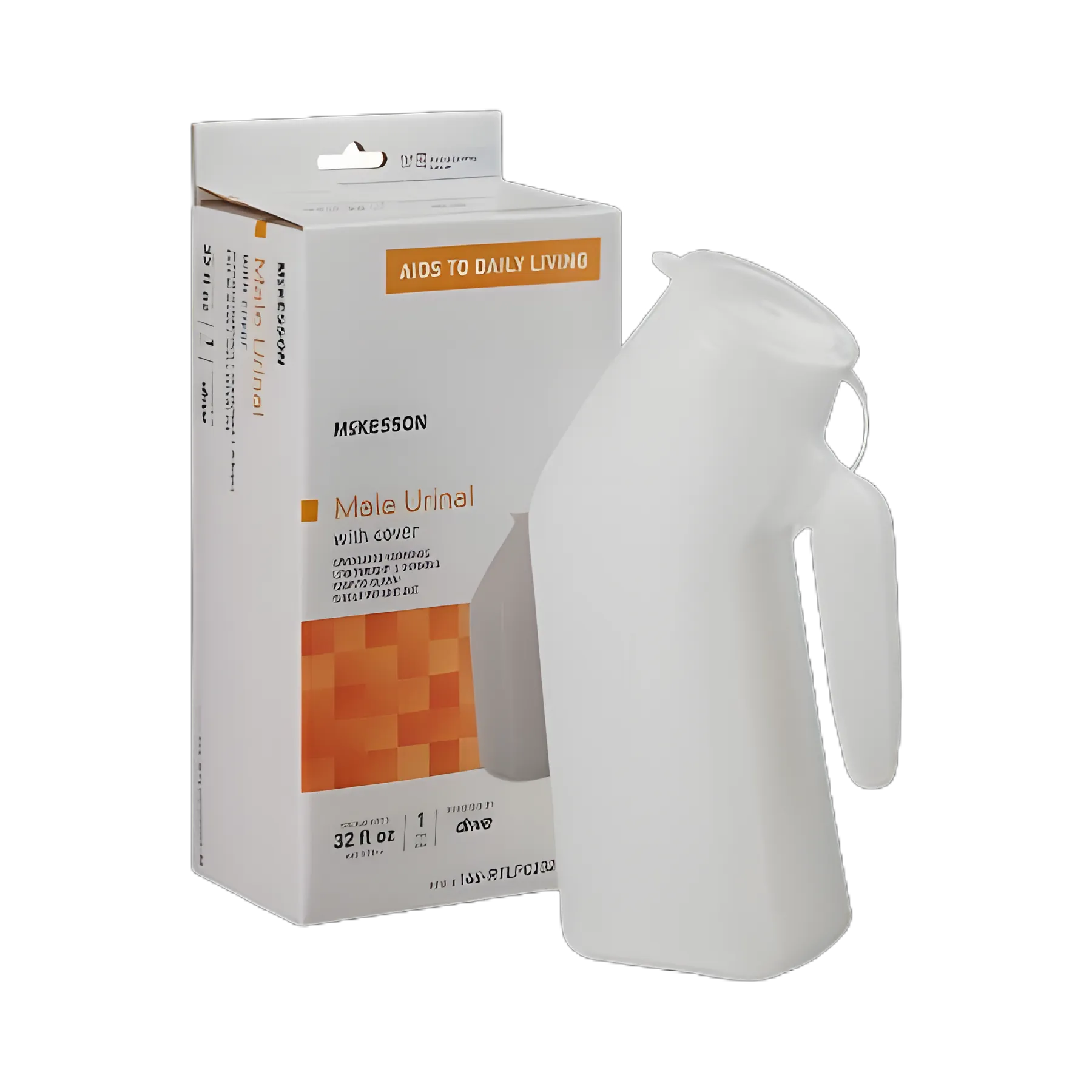 McKesson 32 oz. Male Urinal with Cover - Easy Handling for Single Patient Use