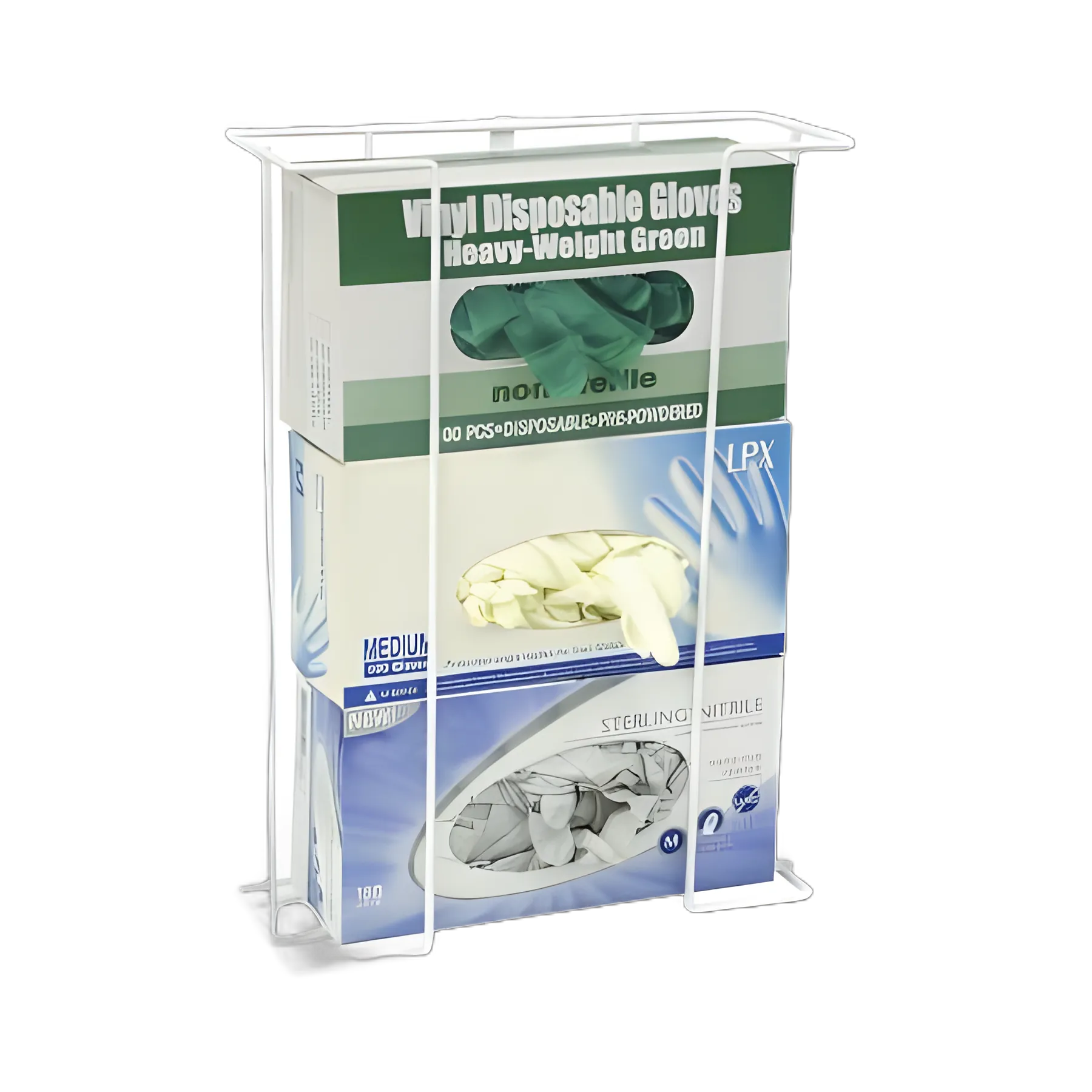 Omnimed Aluminum Glove Box Holder - 3-Box Capacity, Mountable, White
