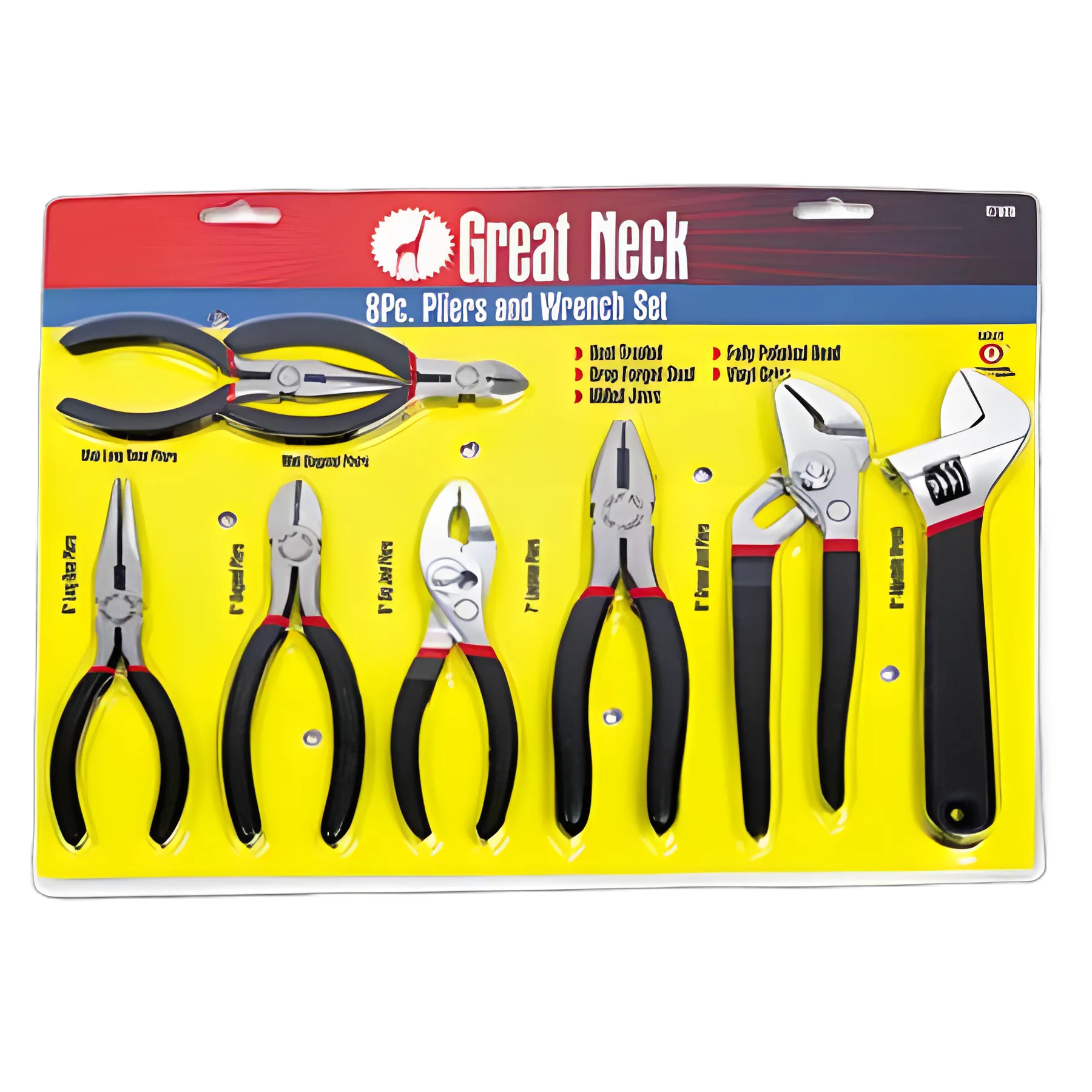 8-Piece Steel Pliers and Wrench Tool Set