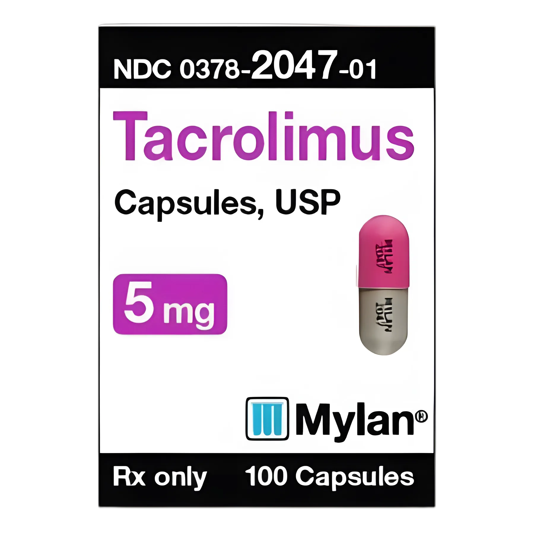Tacrolimus 5 mg Capsule - Immunosuppressive Therapy - 100 Count Bottle