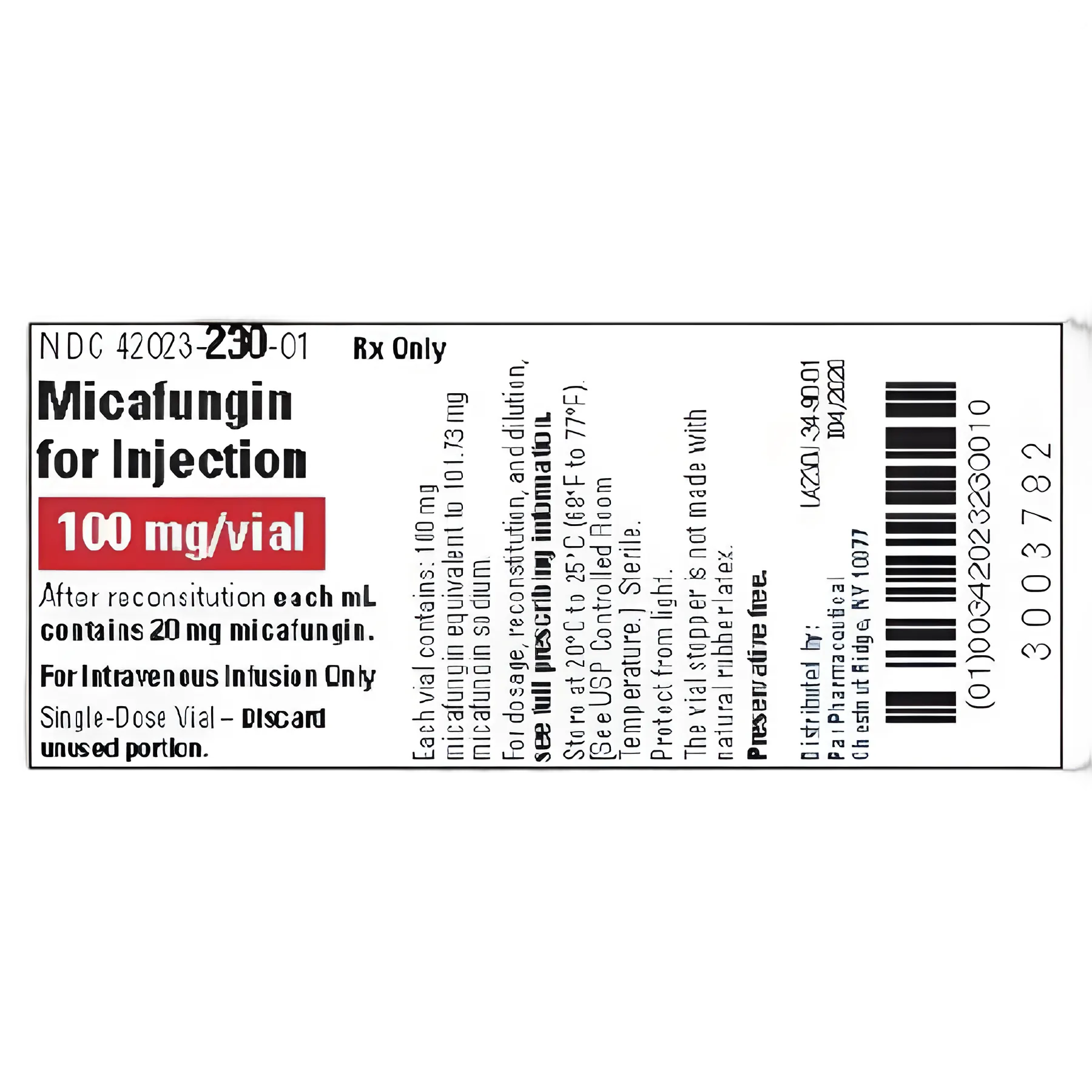 Micafungin Sodium 100 mg Injection Single-Dose Vial - 42023023010