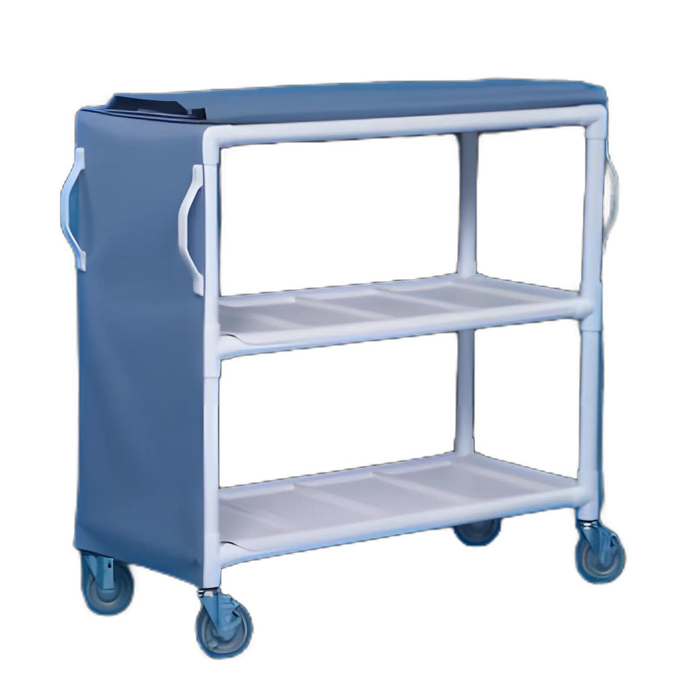 Linen Cart 2 Shelves PVC 5 Inch Heavy Duty Casters, 2 Locking - LC46-2 - 1