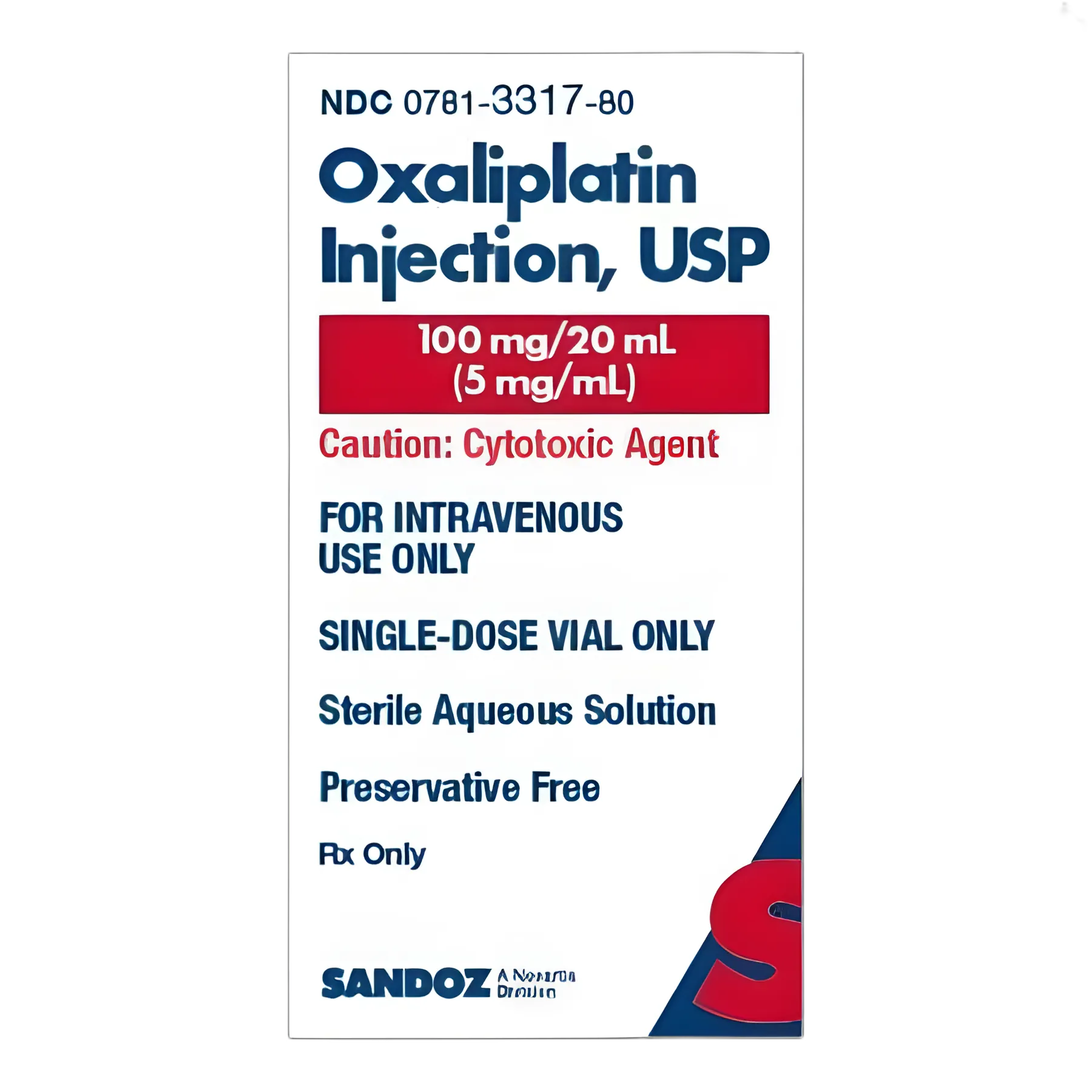 Oxaliplatin Injection 5mg/mL, 20mL Single-Use Vial - Preservative-Free Antineoplastic Agent by Sandoz