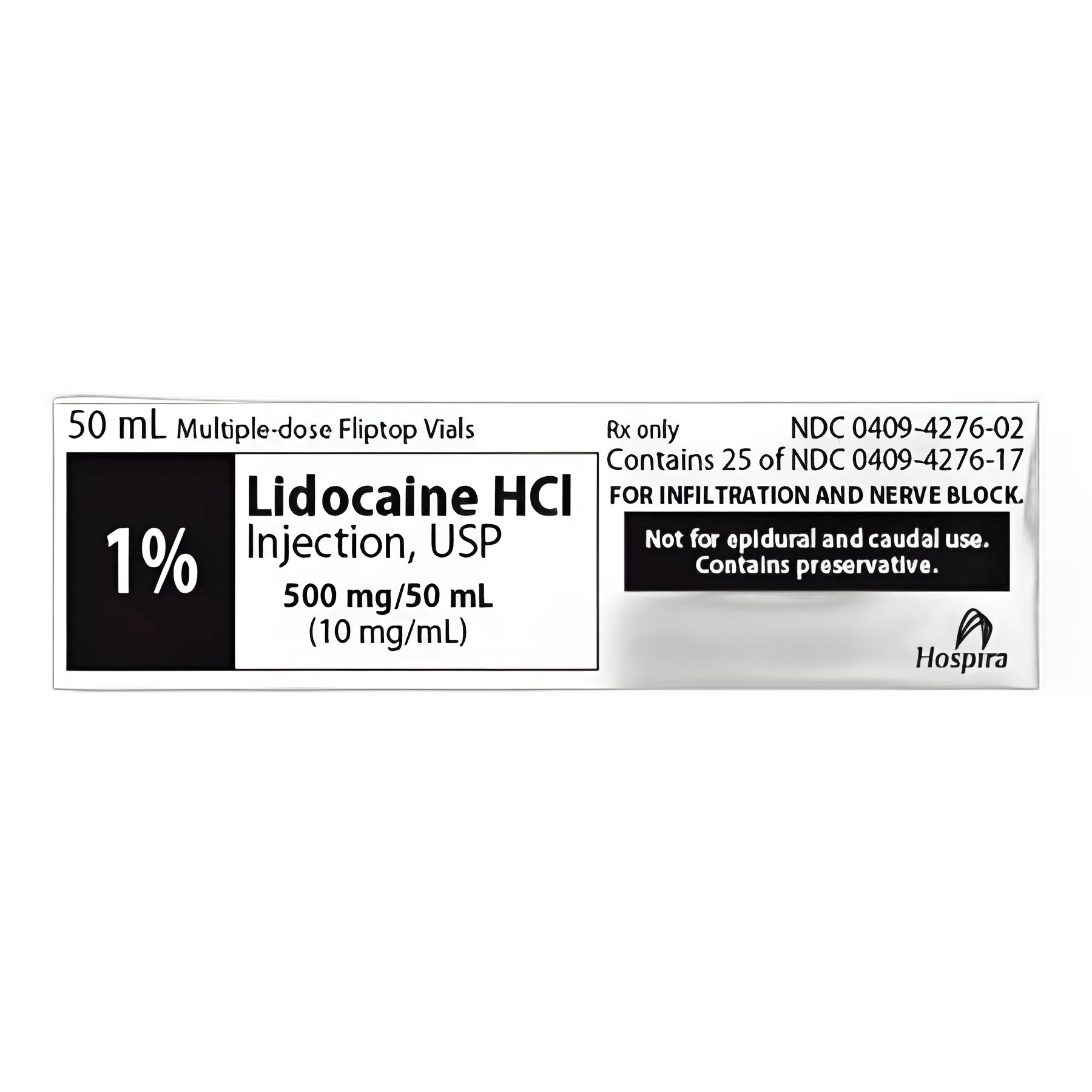 Lidocaine HCl 1%, 10 mg / mL Injection Multiple-Dose Vial 50 mL - 00409427602