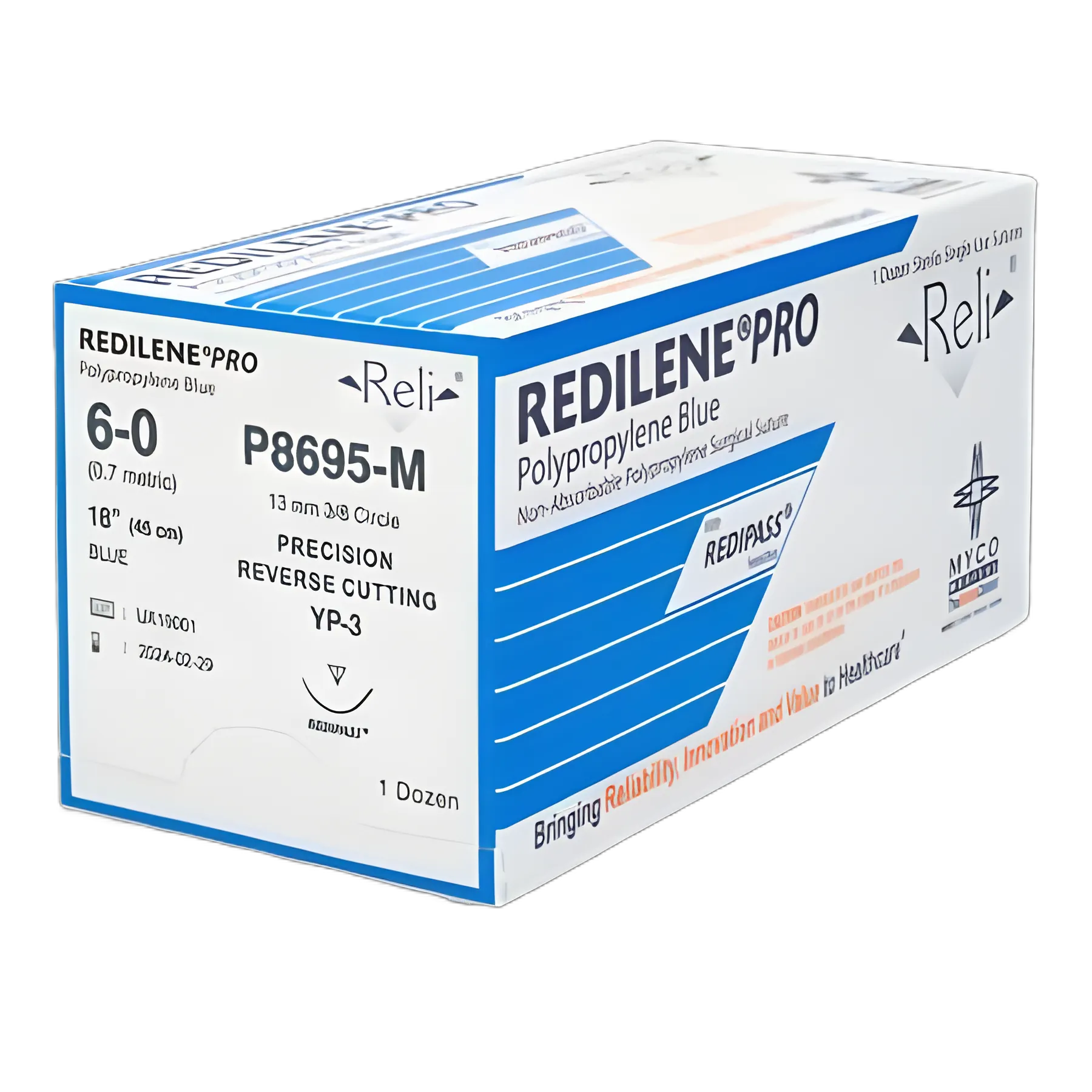 Reli® Redilene™ Polypropylene Nonabsorbable Suture with Precision Reverse Cutting Needle MP-3 3/8 Circle Size 6-0