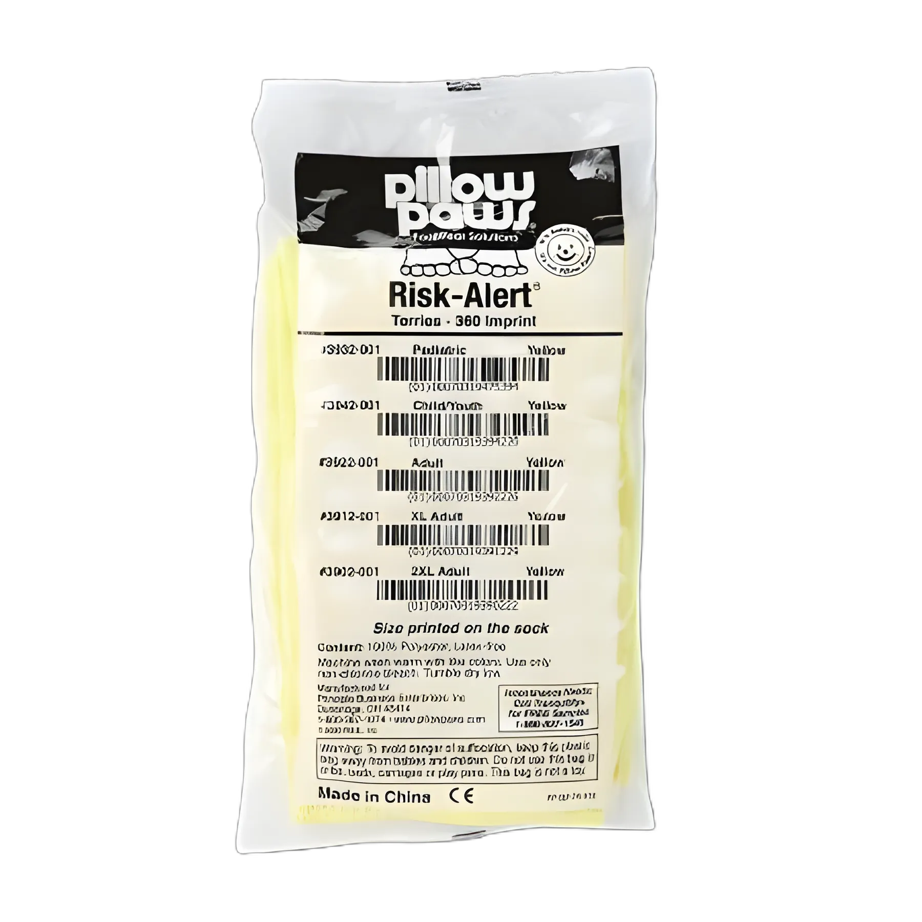 Slipper Socks Pillow Paws® Risk Alert® Terries™ X-Large Yellow Ankle High