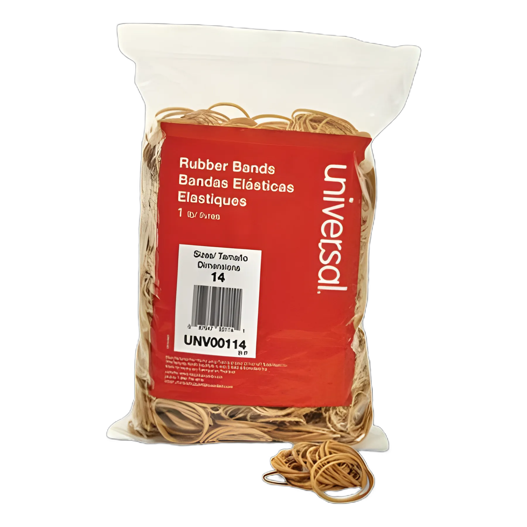 Rubber Bands, Size 14, 0.04" Gauge, Beige, 1 lb Box, 2,200/Pack