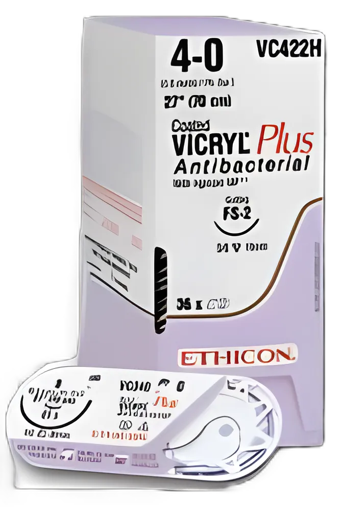 Absorbable Antibacterial Suture without Needle Coated Vicryl™ Plus Polyglactin 910 with Irgacare MP Braided Size 2-0 - VCP105G