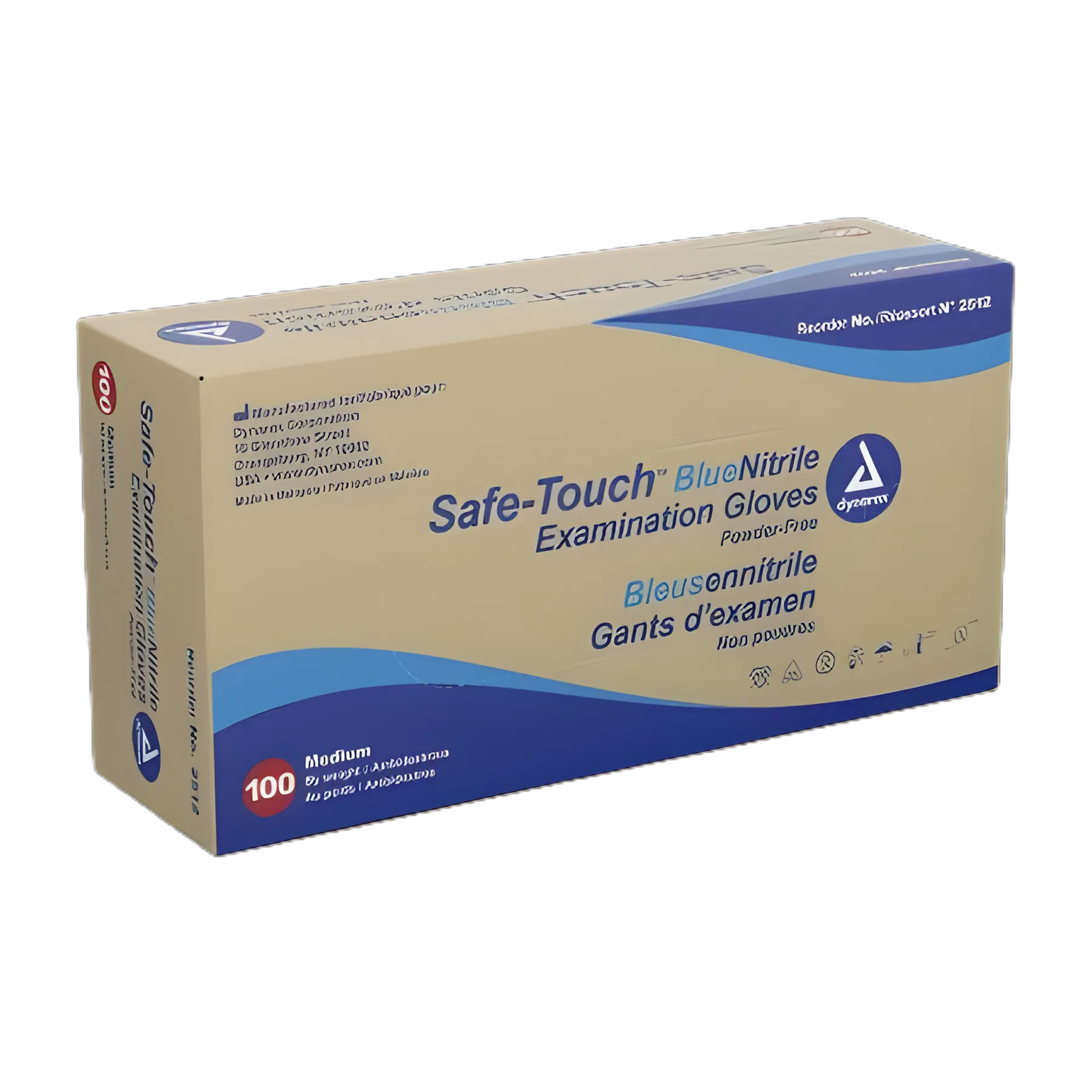 Exam Glove Safe-Touch™ Medium NonSterile Nitrile Standard Cuff Length Textured Fingertips Blue Not Rated