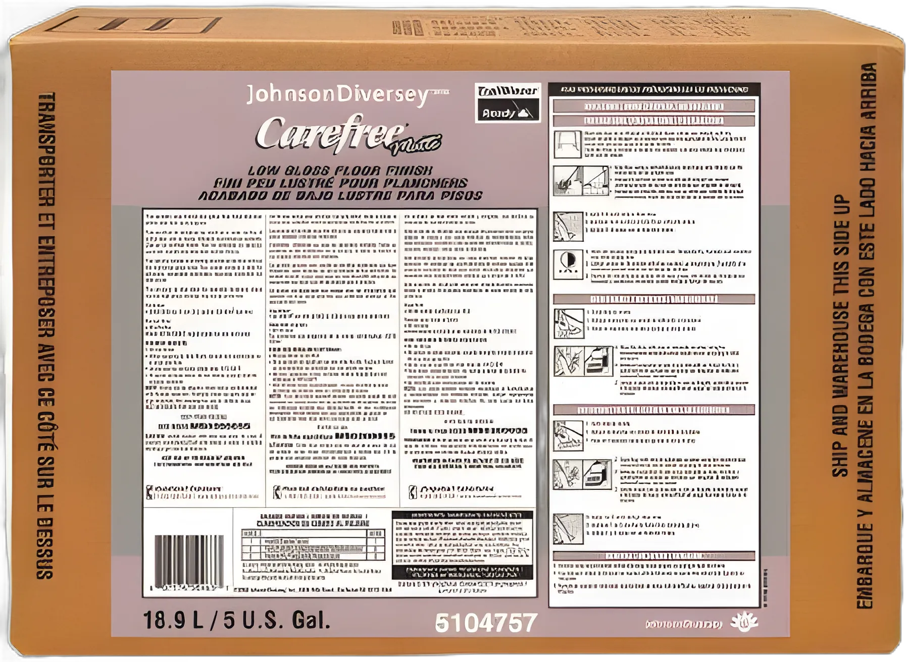 Floor Finish Diversey™ Carefree® Liquid 5 gal. Box Ammonia Scent - DVS5104757