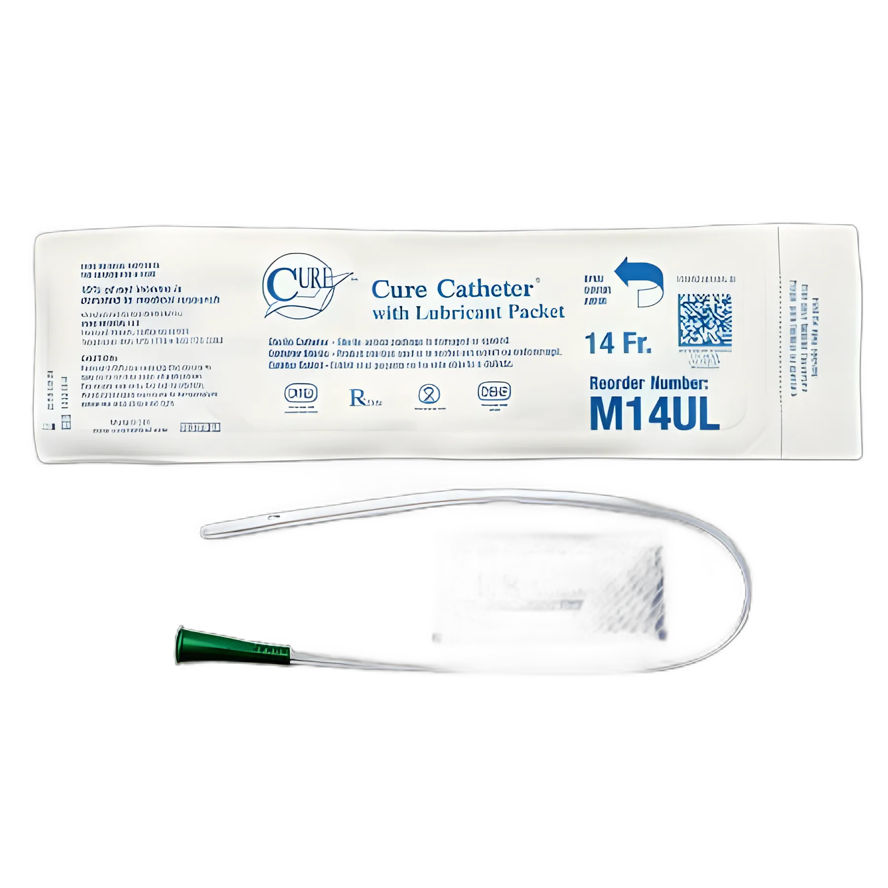 Urethral Catheter Cure Medical® Straight Tip Uncoated PVC 14 Fr. 16 Inch