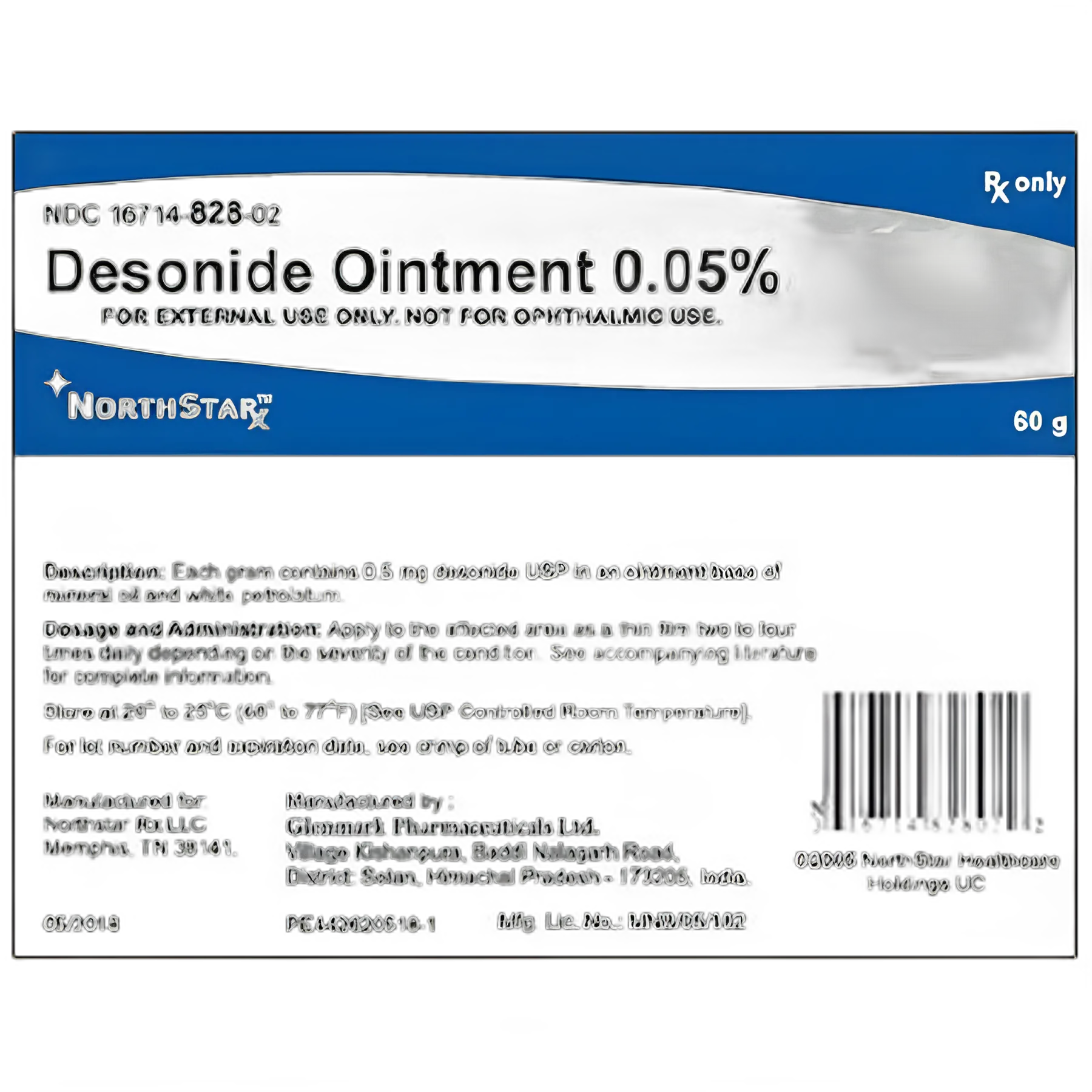 Desonide 0.05% Ointment 60g Tube by NorthStar Rx - Anti-inflammatory Treatment