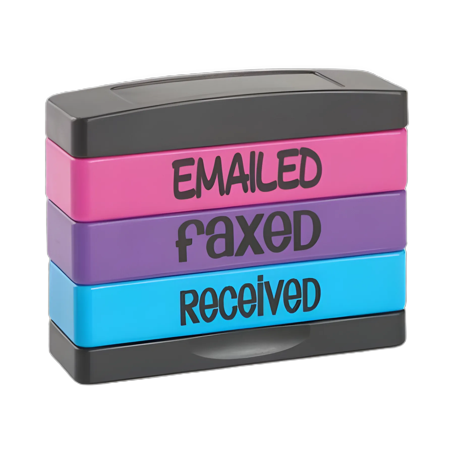 Interlocking Stack Stamp, EMAILED, FAXED, RECEIVED, 1.81" x 0.63", Assorted Fluorescent Ink
