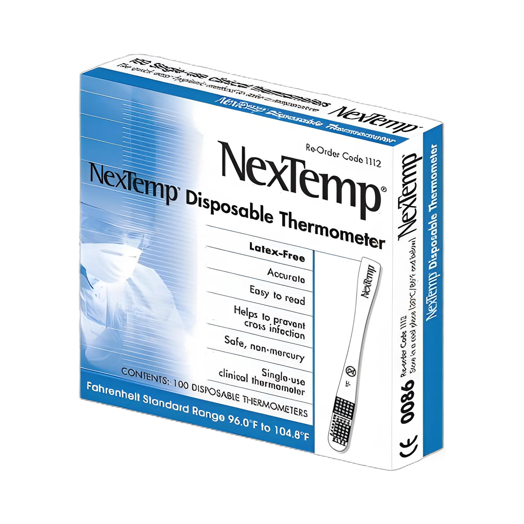 Single Patient Skin Thermometer NexTemp® 96 to 104 °F Color Dots Display