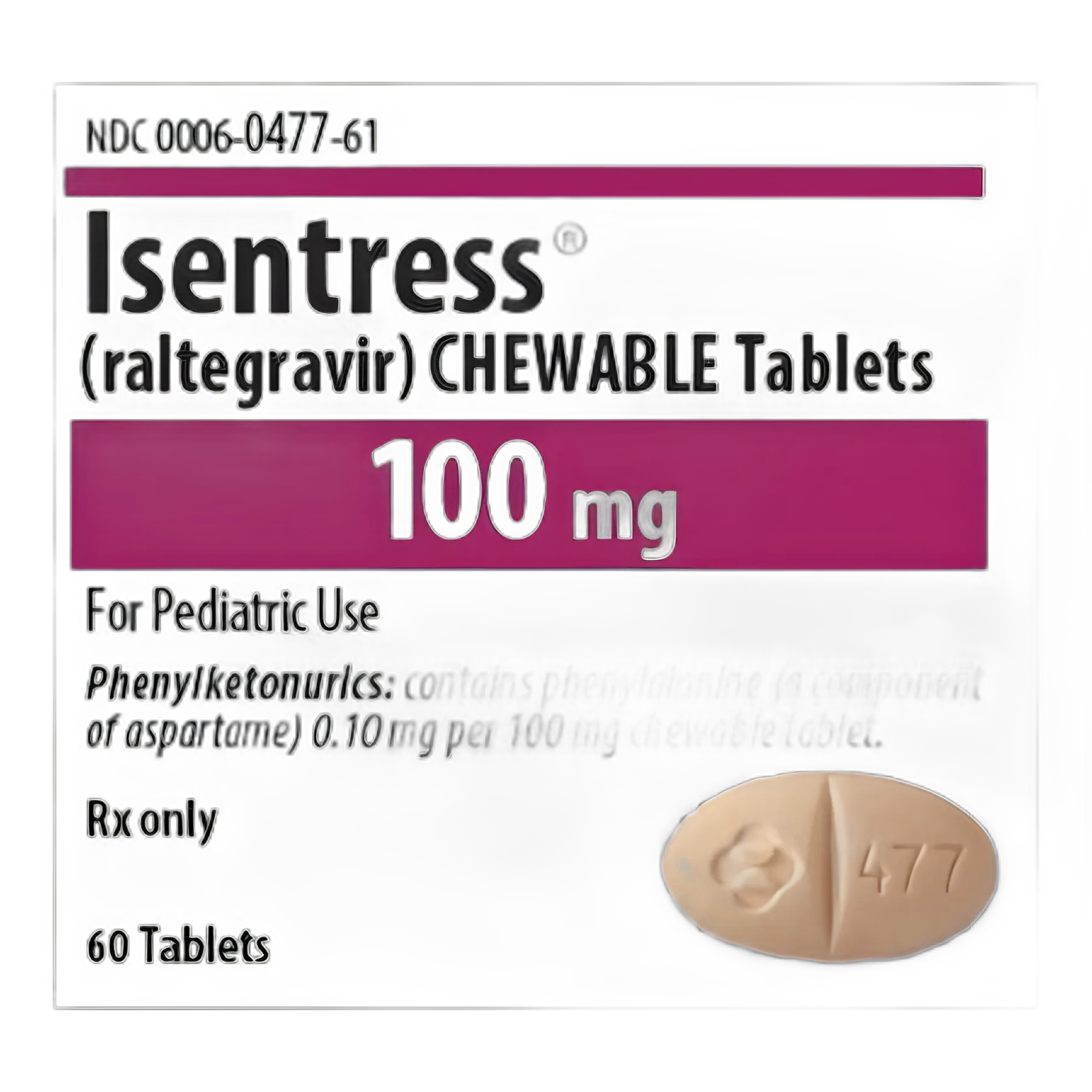 Isentress® Raltegravir Potassium 100 mg Tablet Bottle 60 Tablets