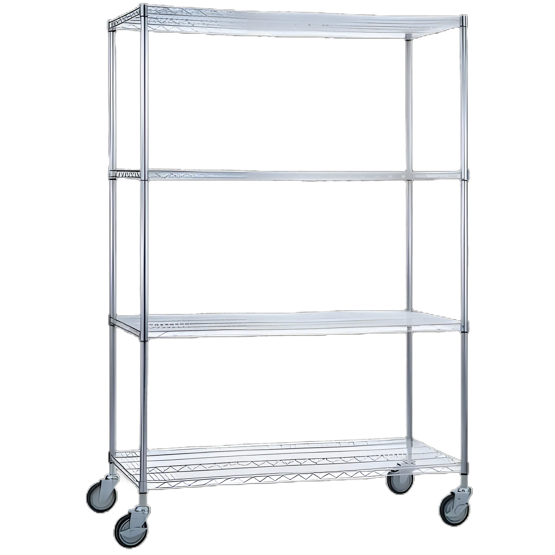 Heavy Duty Linen Cart 4 Shelves 500 lbs. Weight Capacity Chrome Plated 5 Inch Casters, 2 Locking - LC244872