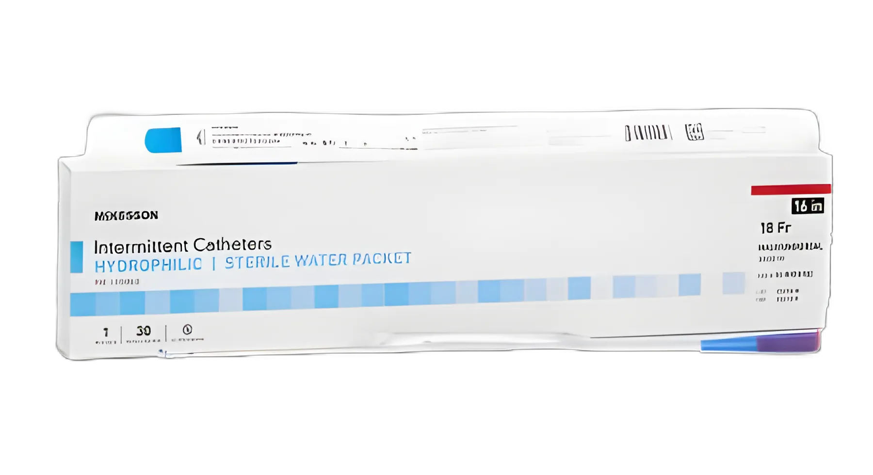 McKesson Coude Tip Hydrophilic Coated PVC Urethral Catheter 18 Fr. 16 Inch