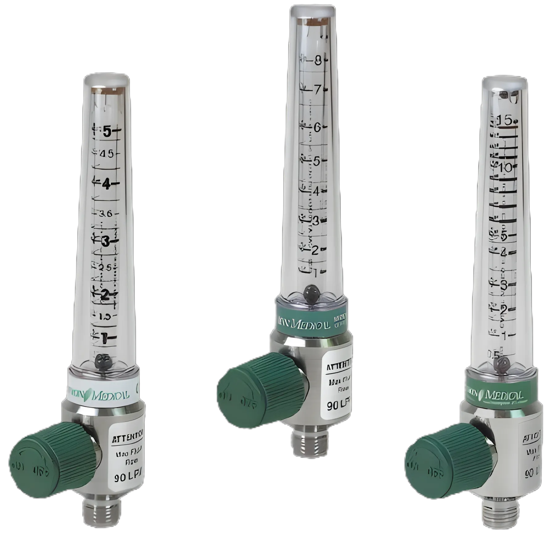 Precision Medical Chrome Flowmeter 0-15 LPM with Durable Polycarbonate Housing - 1MFA1005EG