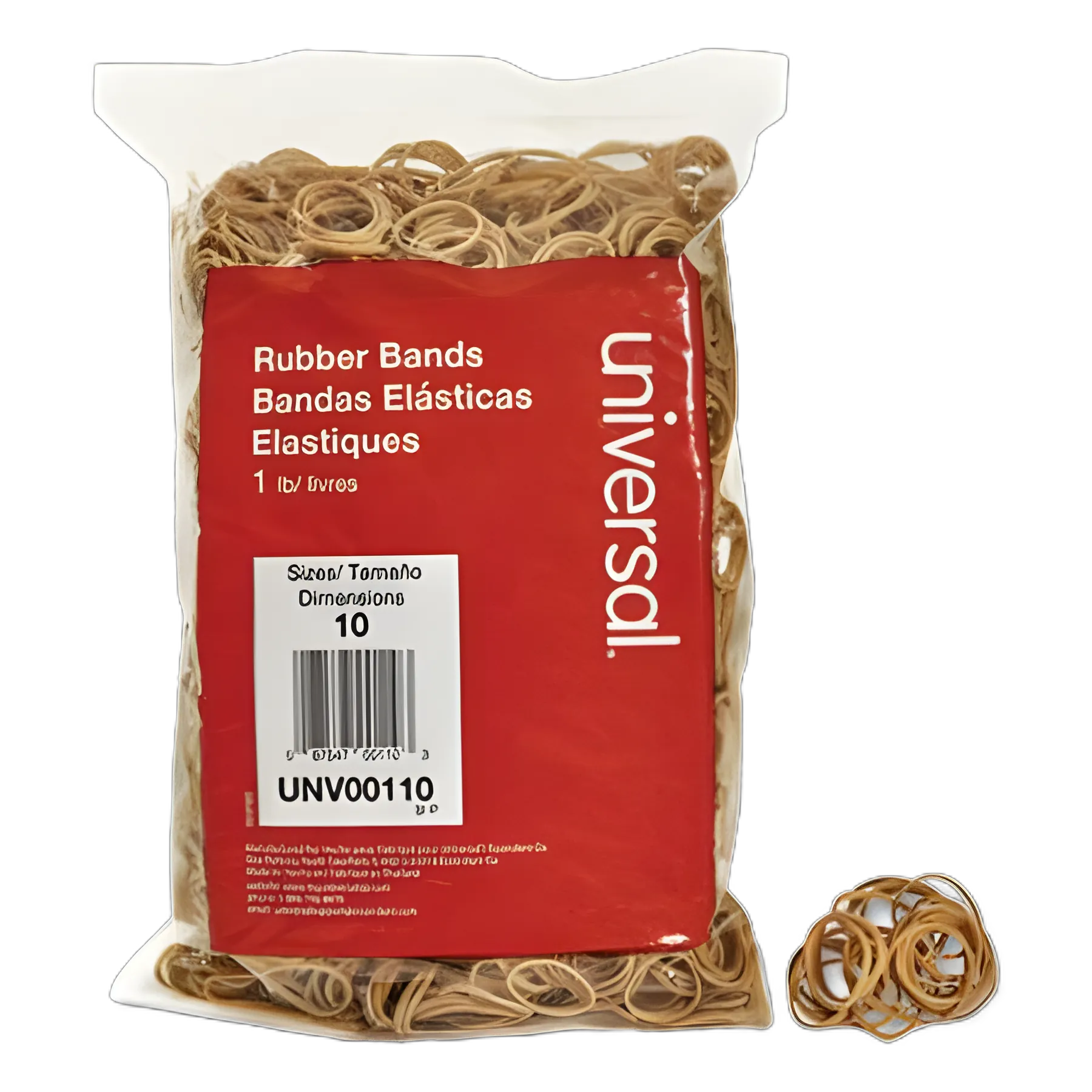Rubber Bands, Size 10, 0.04" Gauge, Beige, 1 lb Box, 3,400/Pack