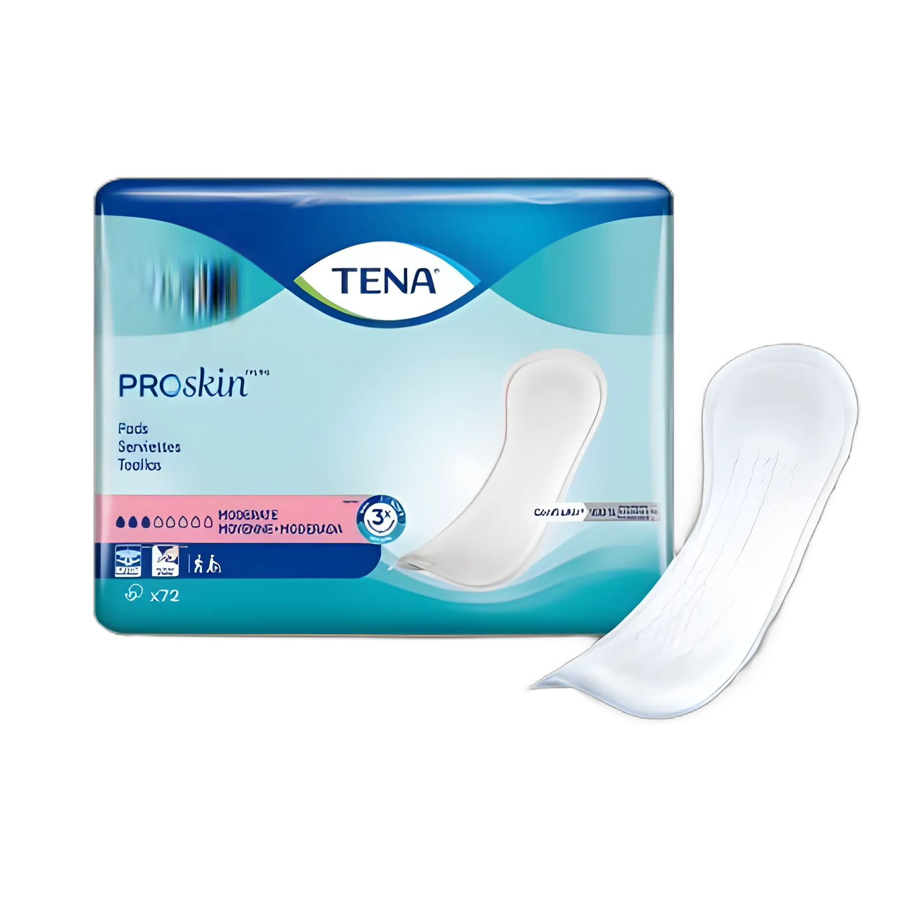 Bladder Control Pad TENA ProSkin™ Moderate 11 Inch Length Moderate Absorbency Dry-Fast Core™ One Size Fits Most