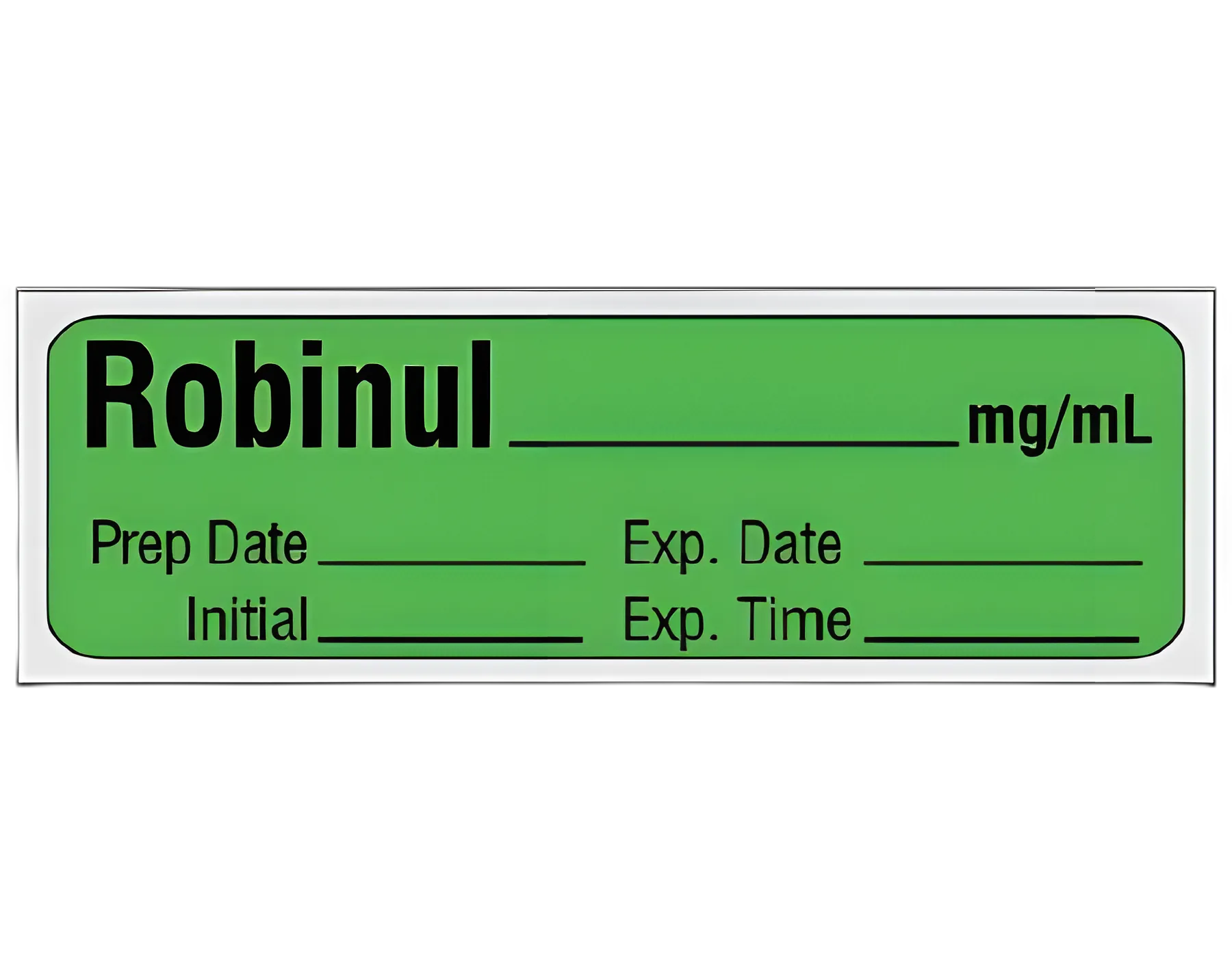 Drug Label Shamrock Anesthesia Label Robinul_mg/mL Prep Date_ Exp Date_Int_Exp Time_ Green 1/2 X 1 Inch