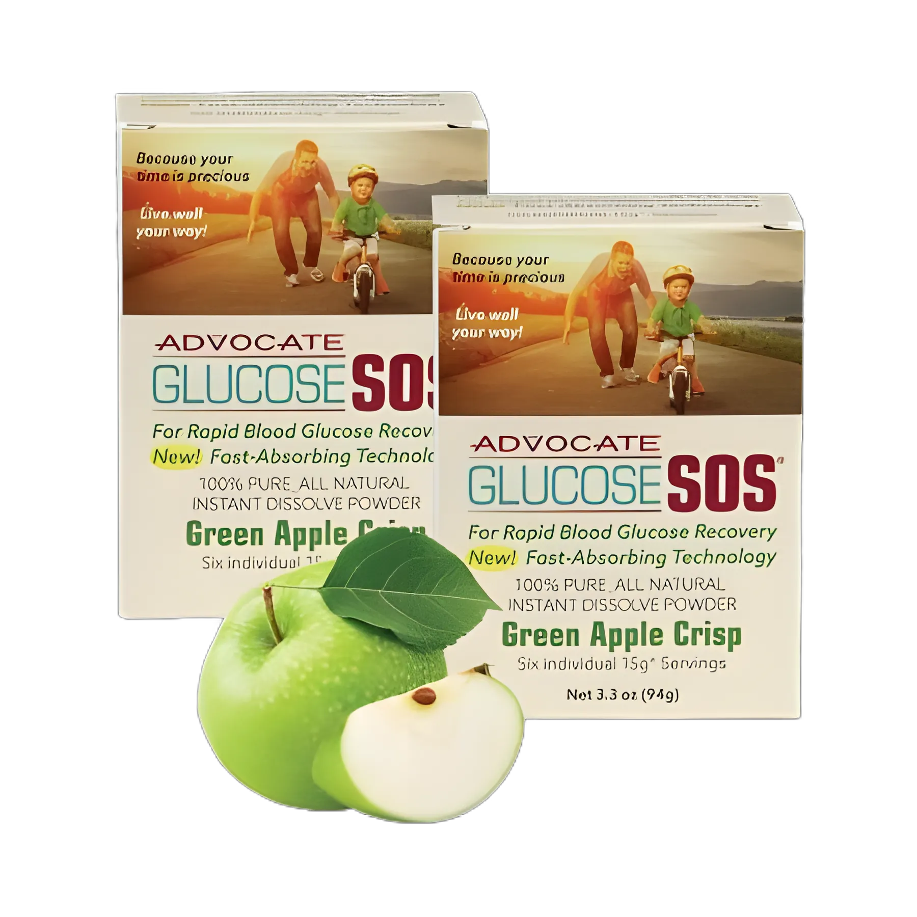 Glucose SOS® Green Apple Flavor Glucose Supplement Powder - 6 Pack