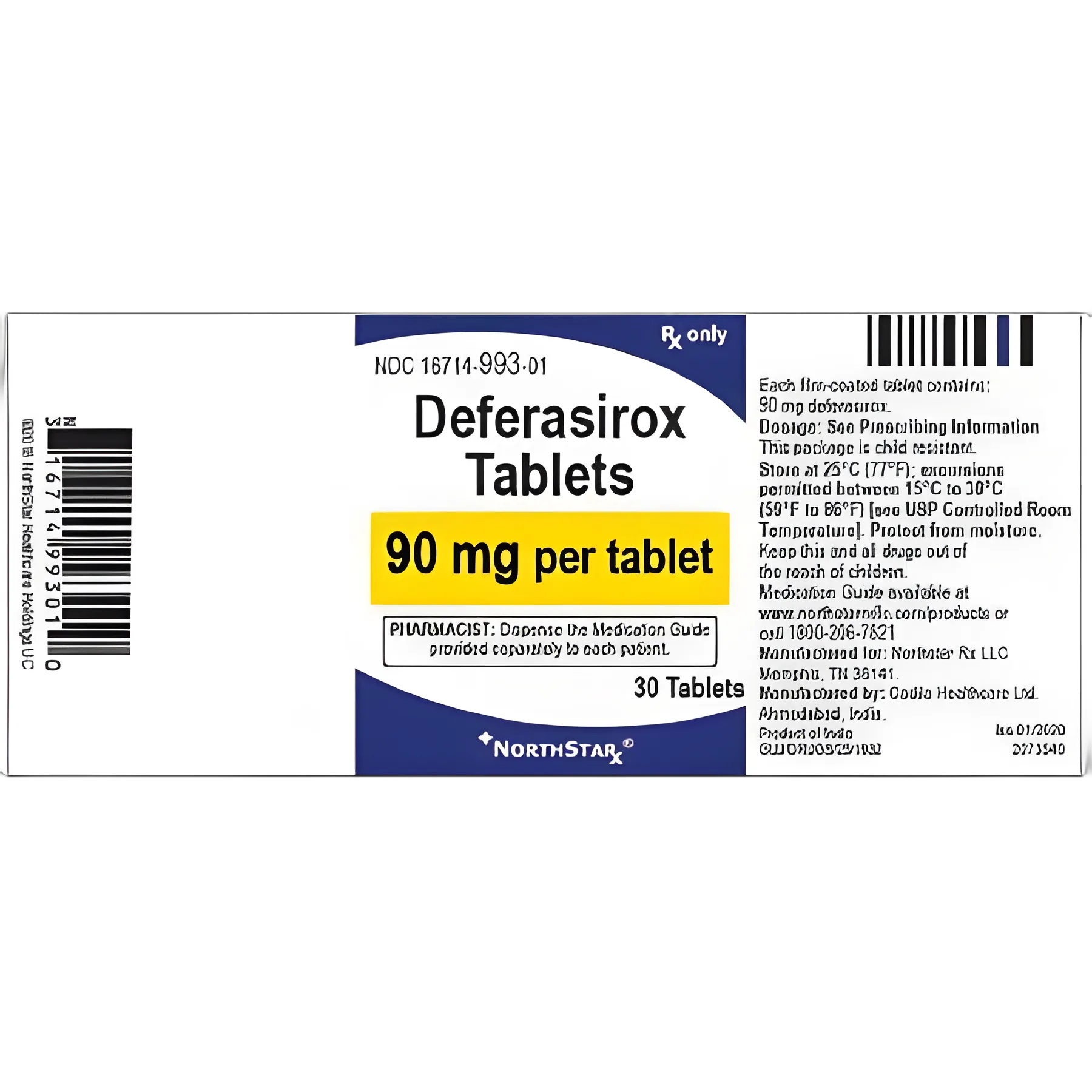 Deferasirox 90 mg Tablet for Iron Overload - Bottle of 30