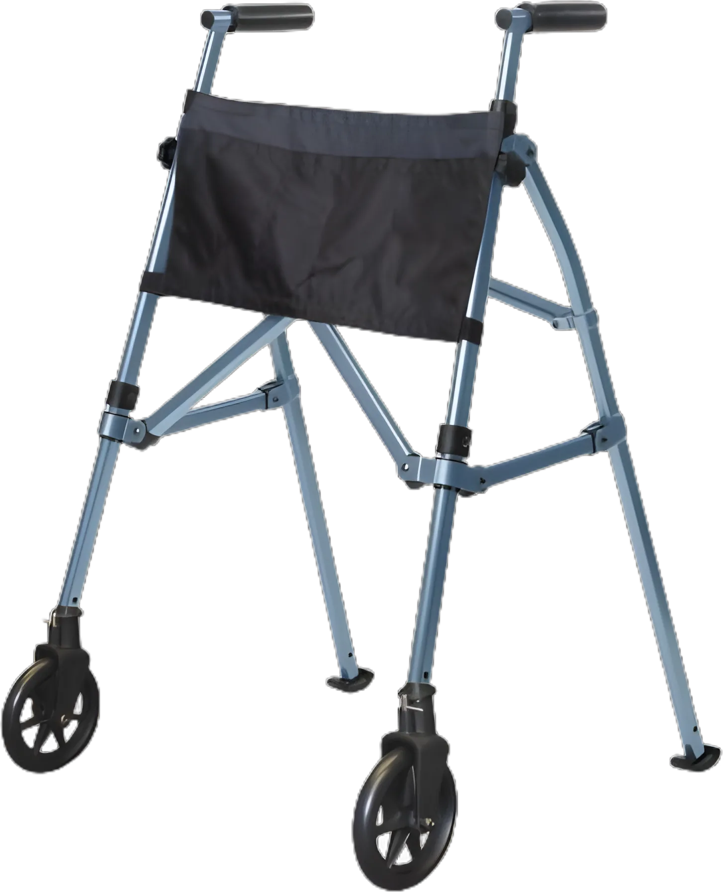 Folding Walker with Wheels Adjustable Height EZ Fold-N-Go Aluminum Frame 400 lbs. Weight Capacity 32 to 38-1/2 Inch Height - 4300-CB
