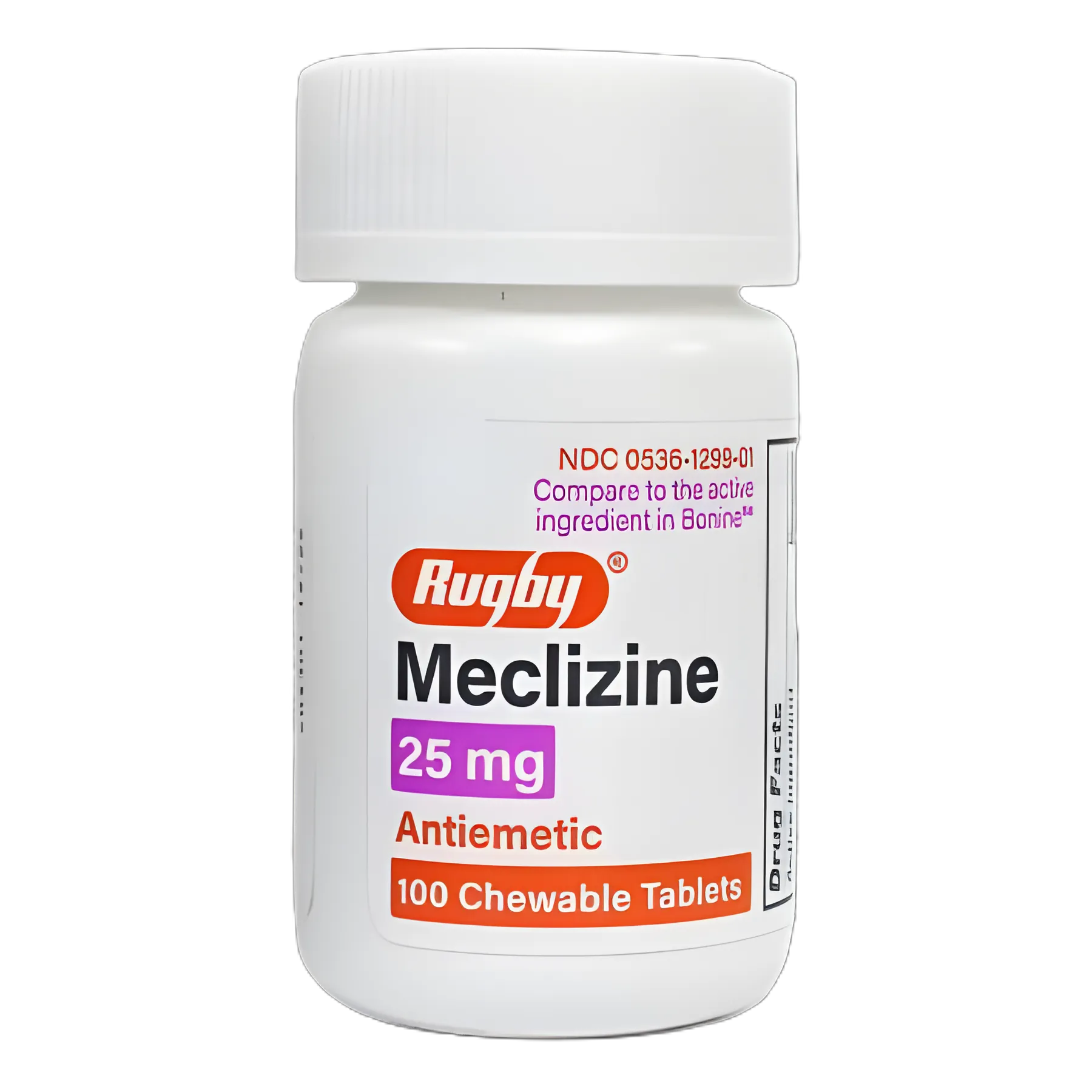 Rugby® Nausea Relief 25mg Chewable Tablets - 100 Count Bottle