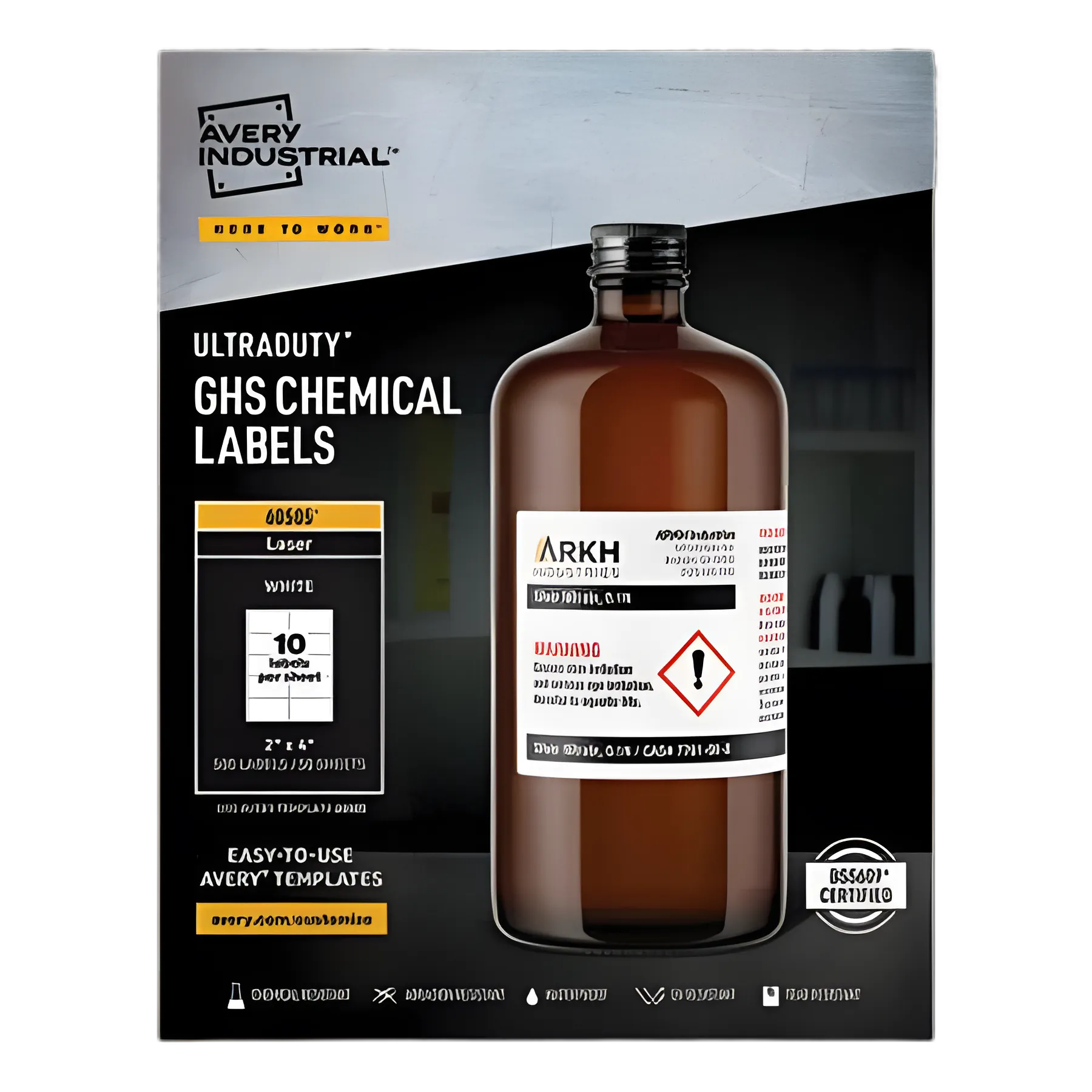 UltraDuty GHS Chemical Labels: Waterproof & UV Resistant, 2x4, 50 Sheets