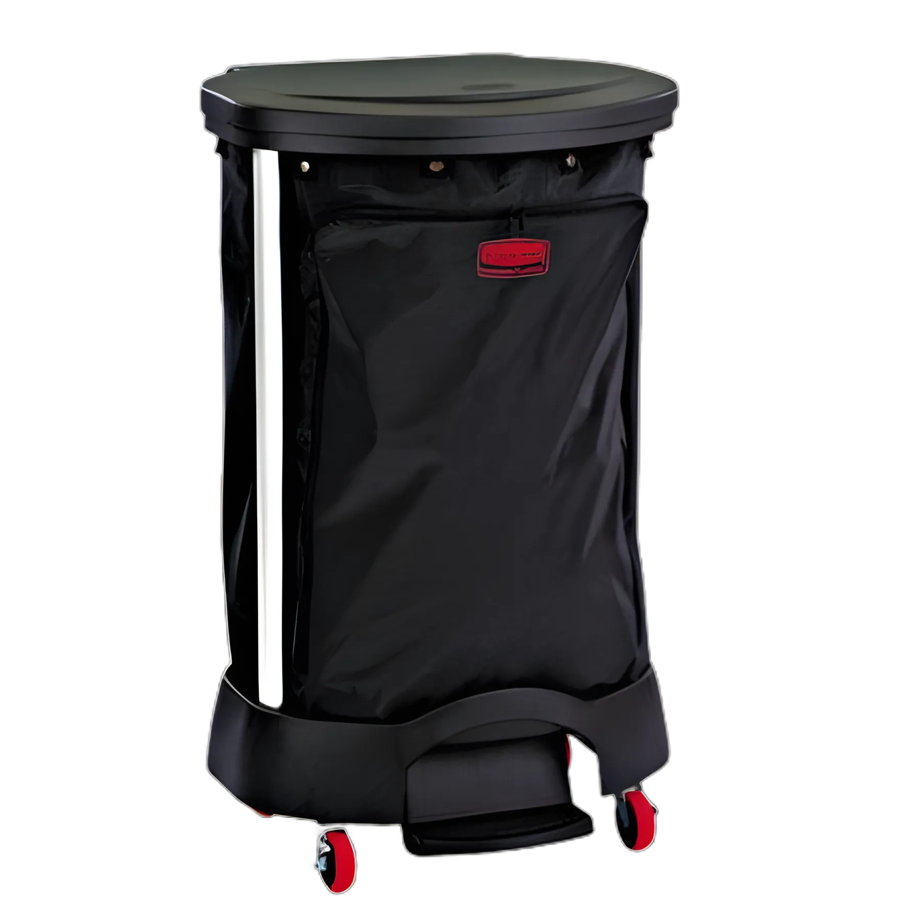 Premium Step-On Linen Hamper Bag, 30 gal, 13.38w x 19.88d x 29.25h, Nylon, Black