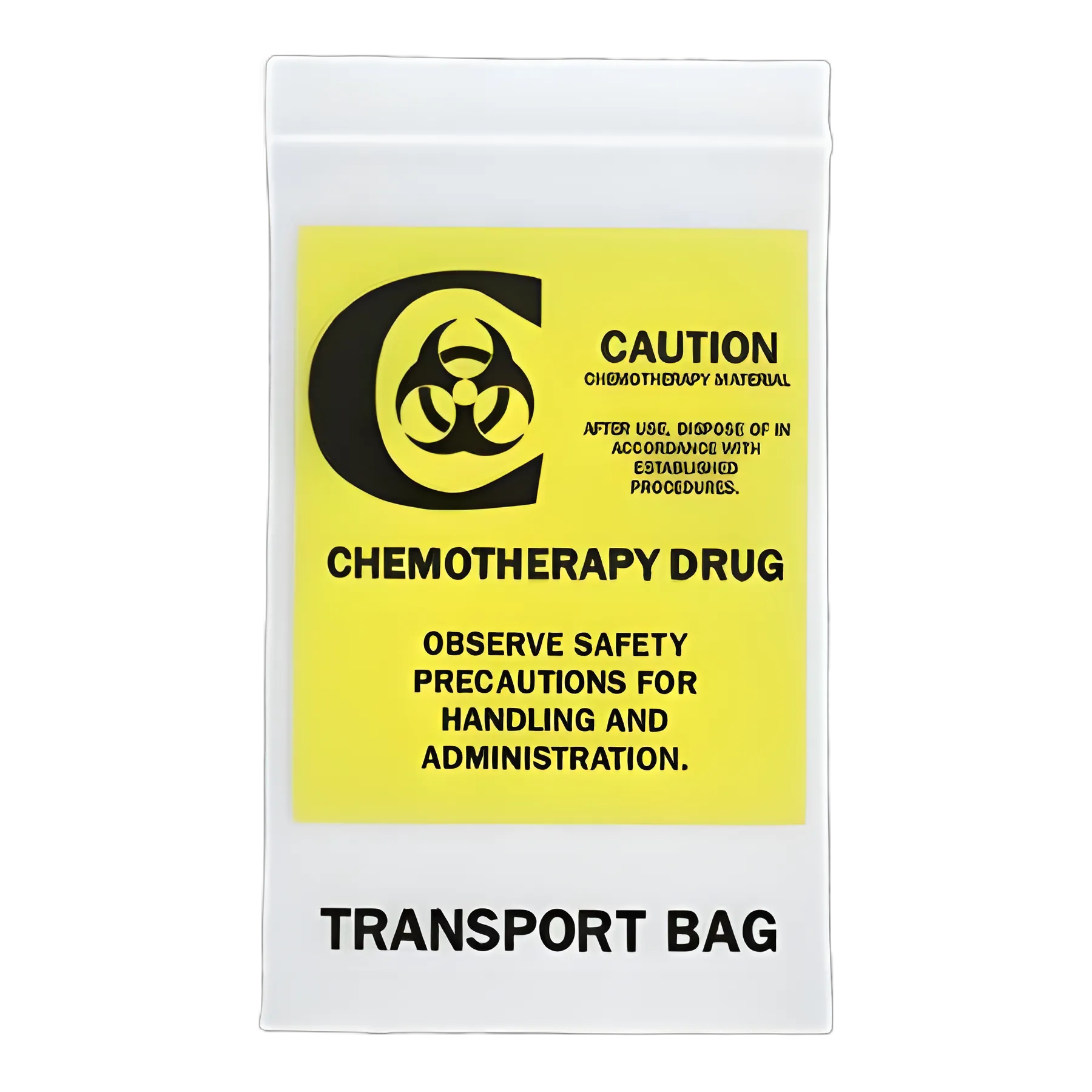 Chemo Drug Transport Bag RD Plastics 6 X 9 Inch Clear Zip Closure