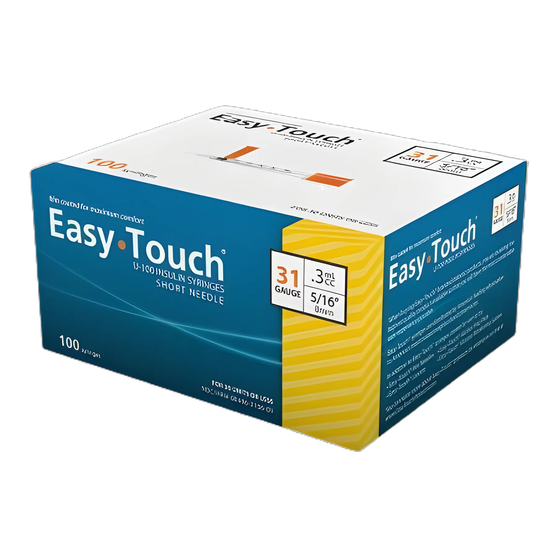 EasyTouch Insulin Syringe with Needle 0.3 mL 5/16 Inch 31G